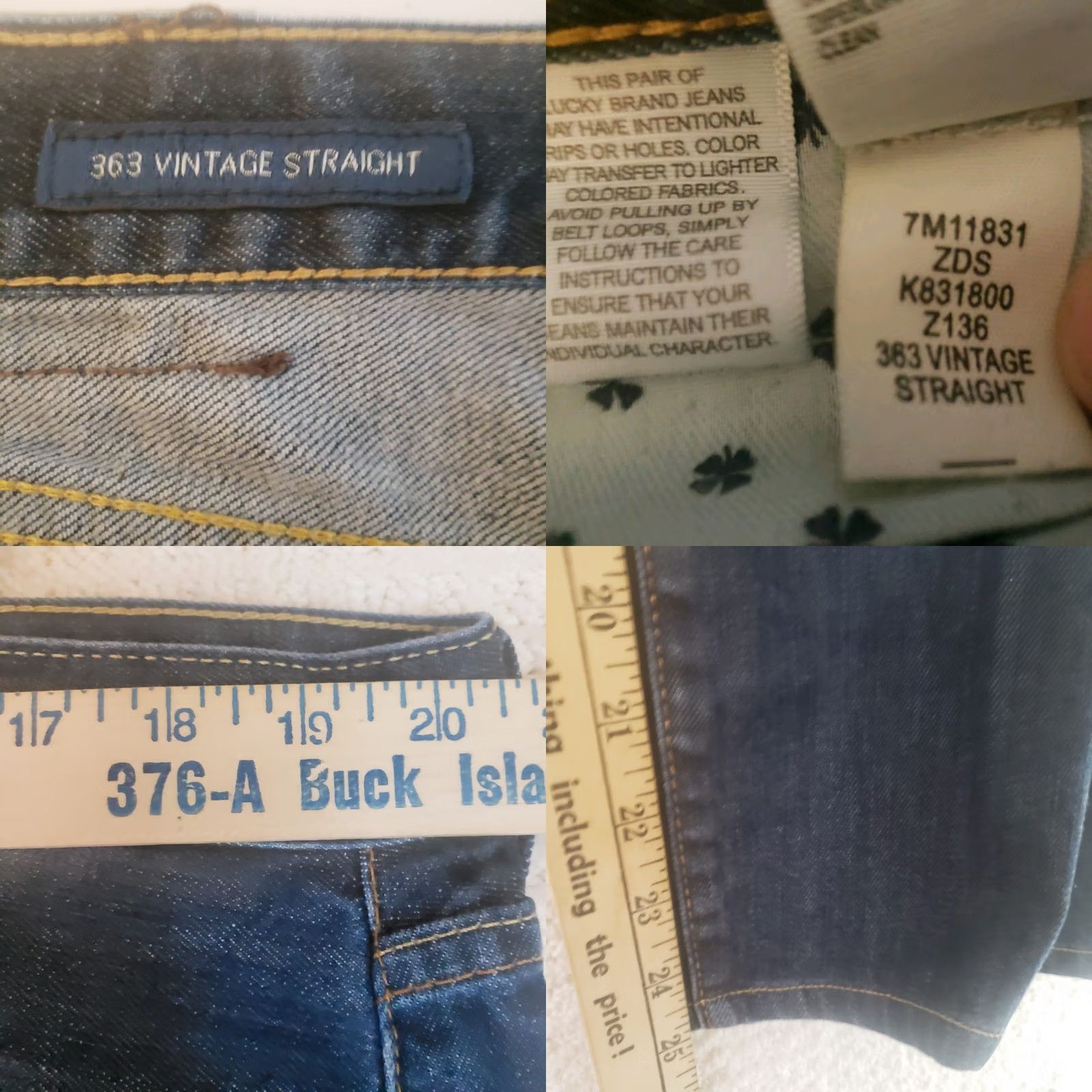 Lucky Brand Lucky Brand 363 Vintage Straight Jeans - Medium Wash - 40x25 - Denim Flex - Men Size US 40 / EU 56 - 10 Thumbnail