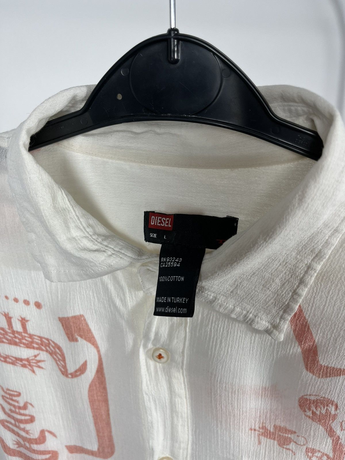 Diesel Diesel Lightweight Cotton Graphic Shirt White Pink Size L Size US L / EU 52-54 / 3 - 5 Thumbnail