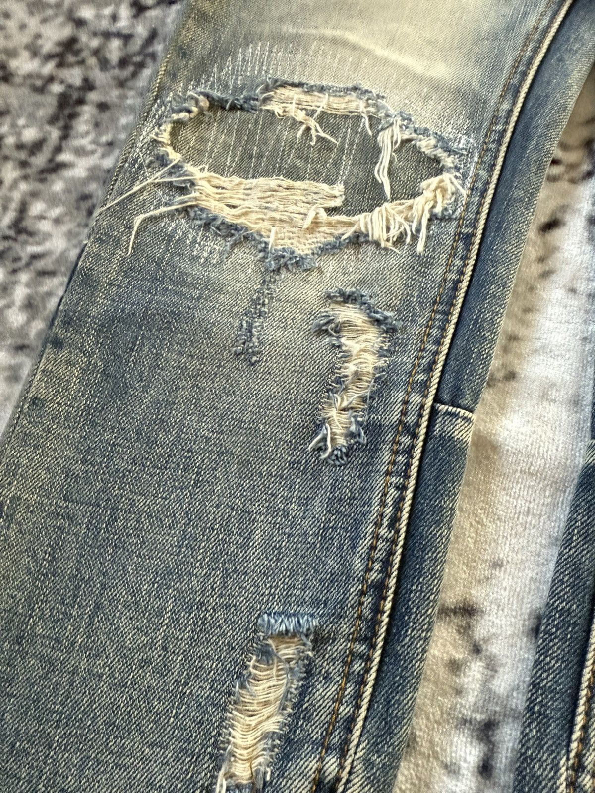 Japanese Brand Mnml Boro Distressed Repaired Skinny Jeans Size US 30 / EU 46 - 10 Thumbnail