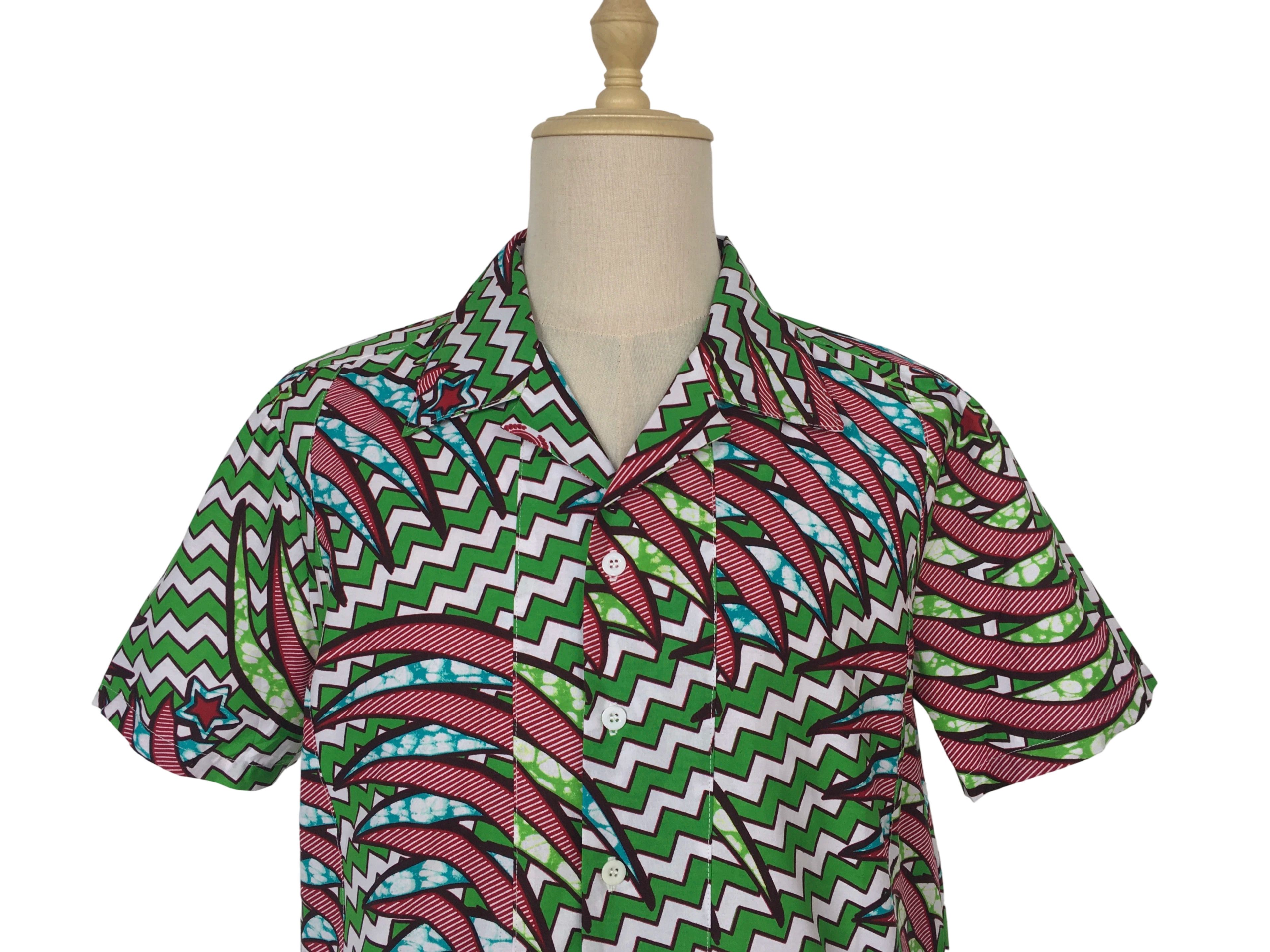 Other African Wax Print Men Shirt Short Sleeves Summer Size US XL / EU 56 / 4 - 4 Thumbnail