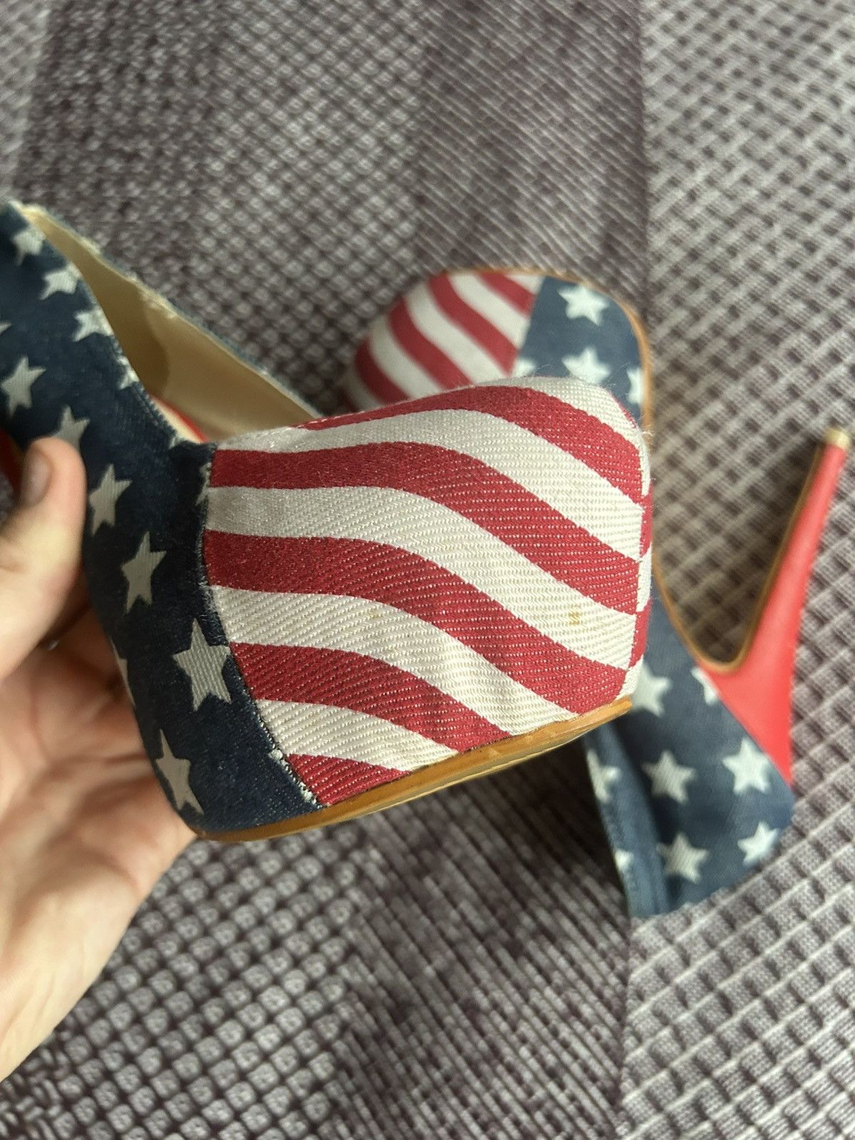 Vintage Vintage Women Heels American Flag Y2K Style Crazy Item Sz 37 Size US 6.5 / IT 36.5 - 6 Thumbnail