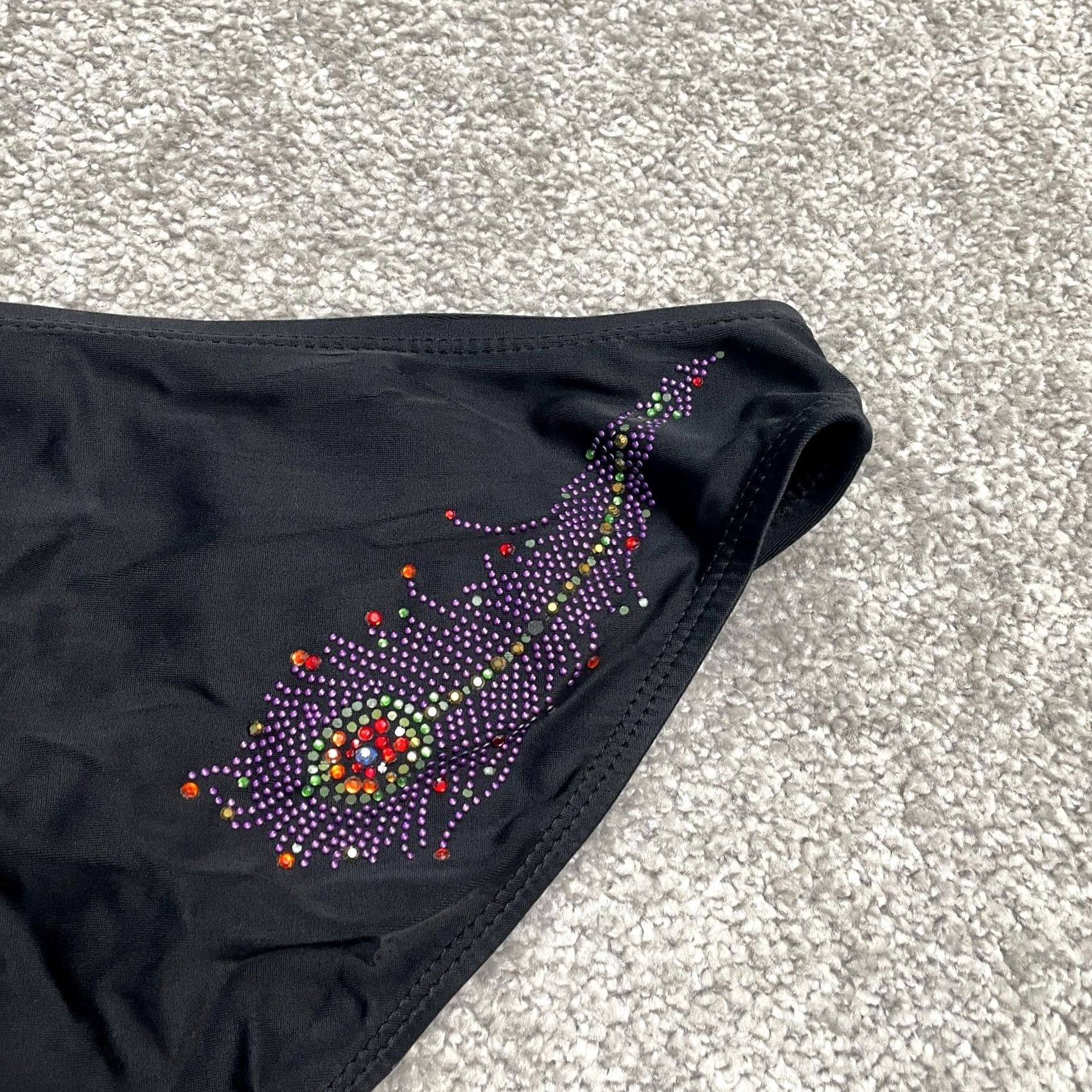 Vintage Inmocean Bikini Bottom Womens Large Black Beaded Low Rise Beach Pool Size 36" / US 14 / IT 50 - 4 Thumbnail