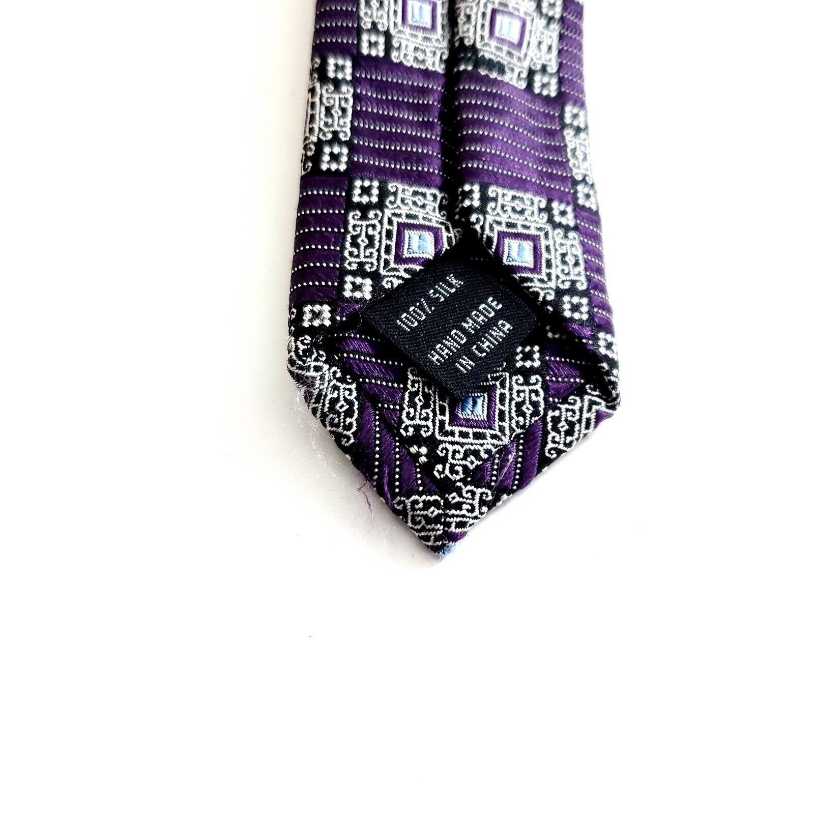 Jos. A. Bank Jos A Bank Signature Purple Gray Geometric Woven Silk Tie Size ONE SIZE - 4 Thumbnail