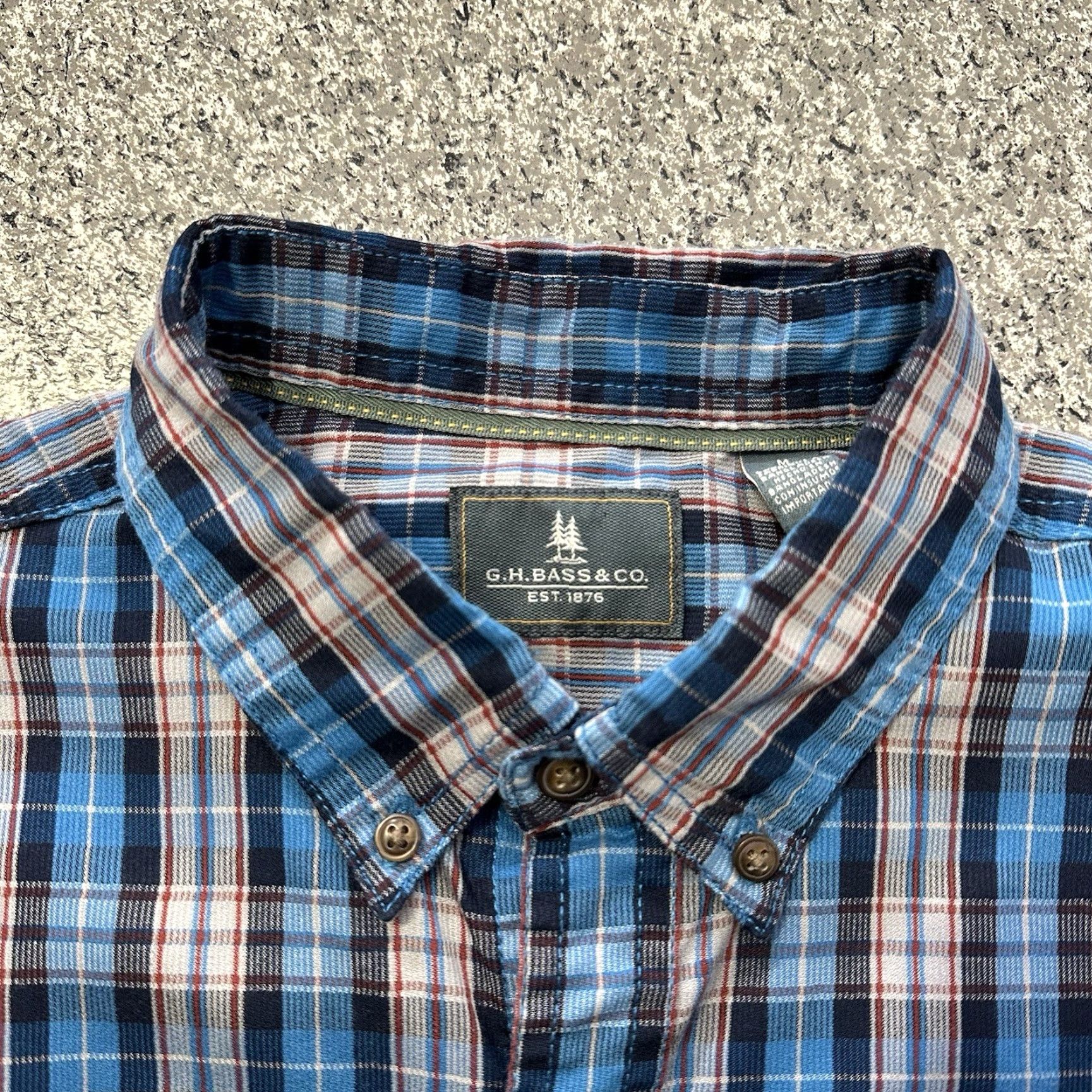 Vintage G.H. Bass & Co. Button-Up Shirt Mens M Plaid Corded Poplin Blue, Long Sleeve, Button-Down, Cotton-Polyester, Casual Shirt Size US M / EU 48-50 / 2 - 3 Thumbnail