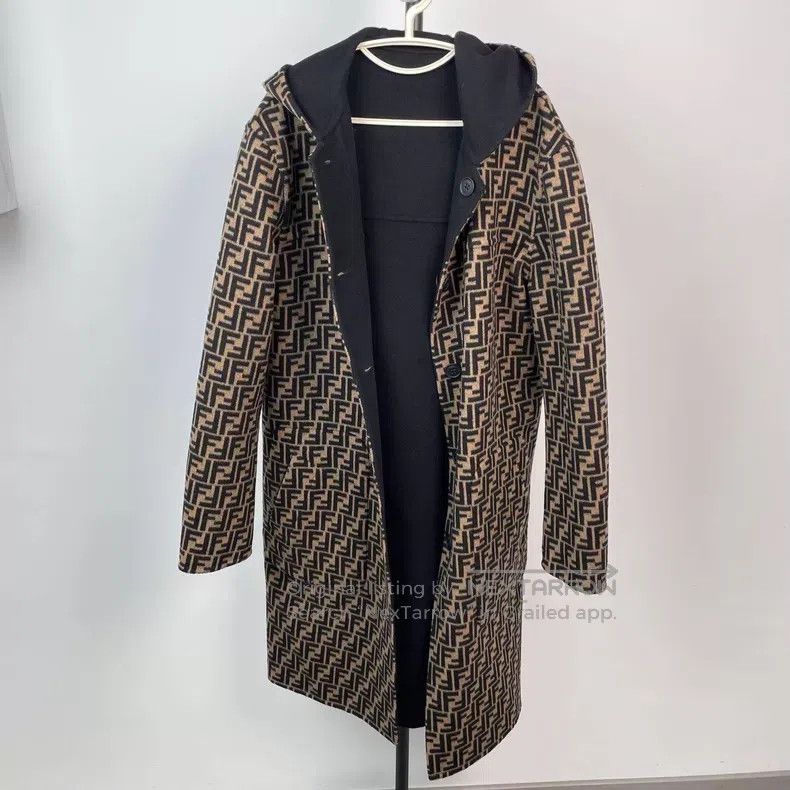 Fendi Fendi Double-Sided Monogram Wool Coat, Black Size US M / EU 48-50 / 2 - 1 Thumbnail