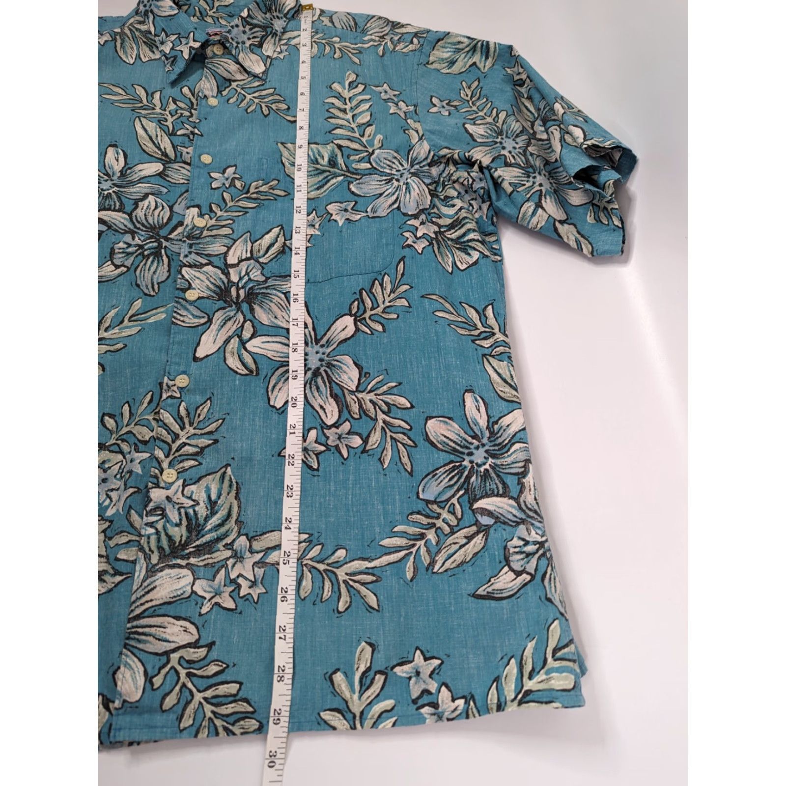 Reyn Spooner Reyn Spooner Hawaiian Traditionals Floral Aloha Short Sleeve Men's Large Blue Cotton Button-Up Pocketed Hawaiian Shirt Size US 33 - 5 Thumbnail