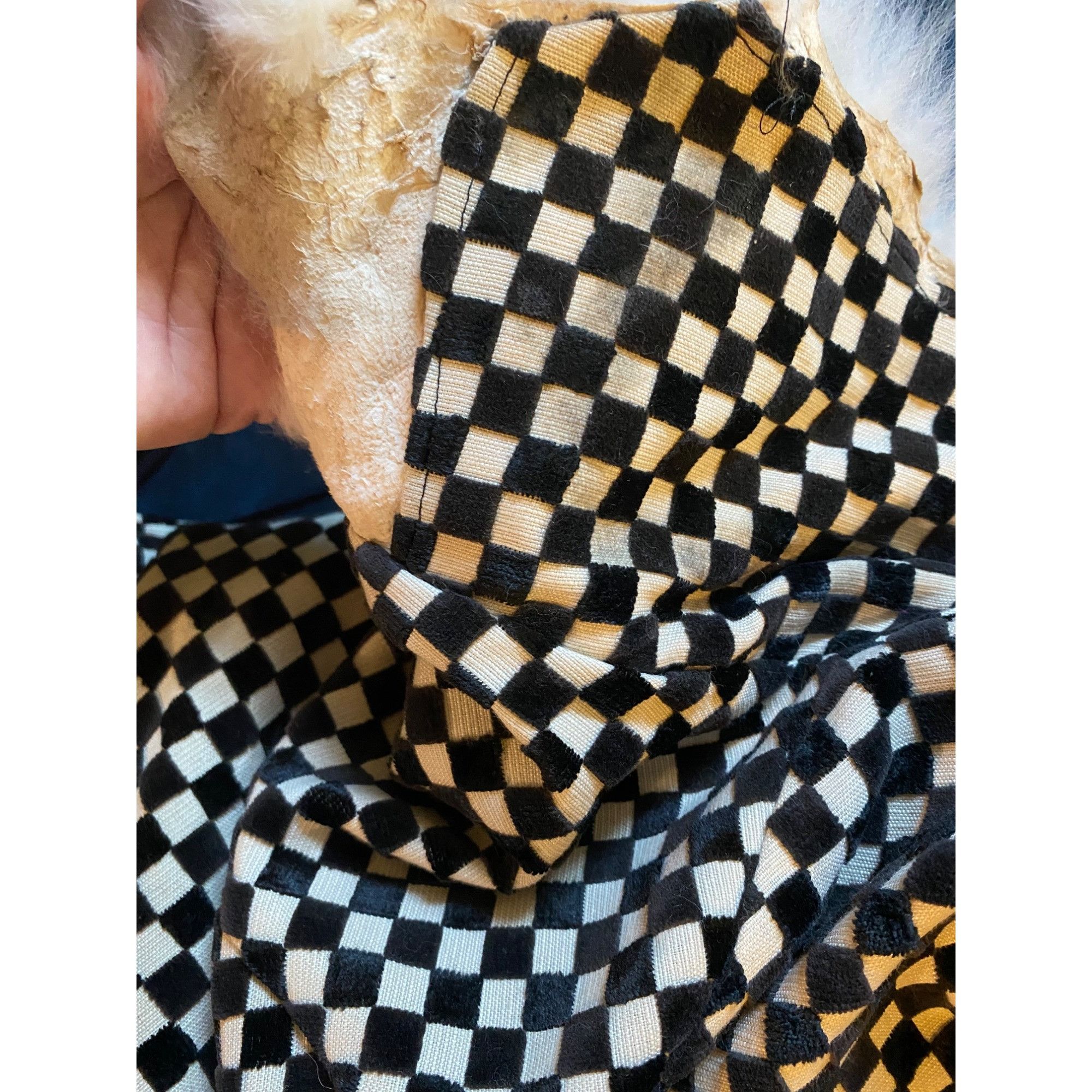 Vintage Rik Villa S 4 Jacket Coat Checkerboard Black White Fur Colla Size S / US 4 / IT 40 - 11 Thumbnail