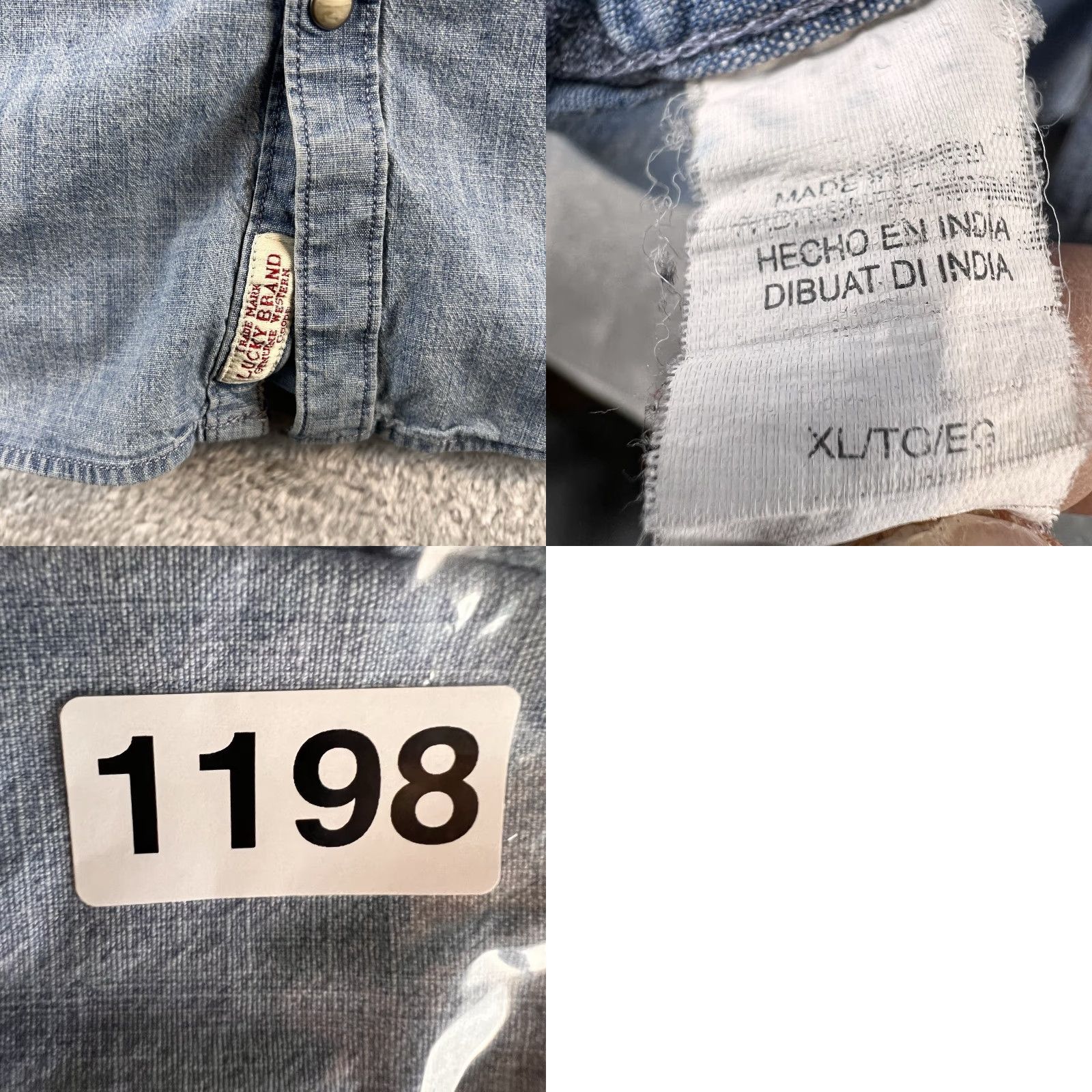 Lucky Brand VINTAGE Lucky Brand Denim Pearl Snap Western Shirt Mens XL Blue Classic Fit Y2K Size US XL / EU 56 / 4 - 8 Thumbnail