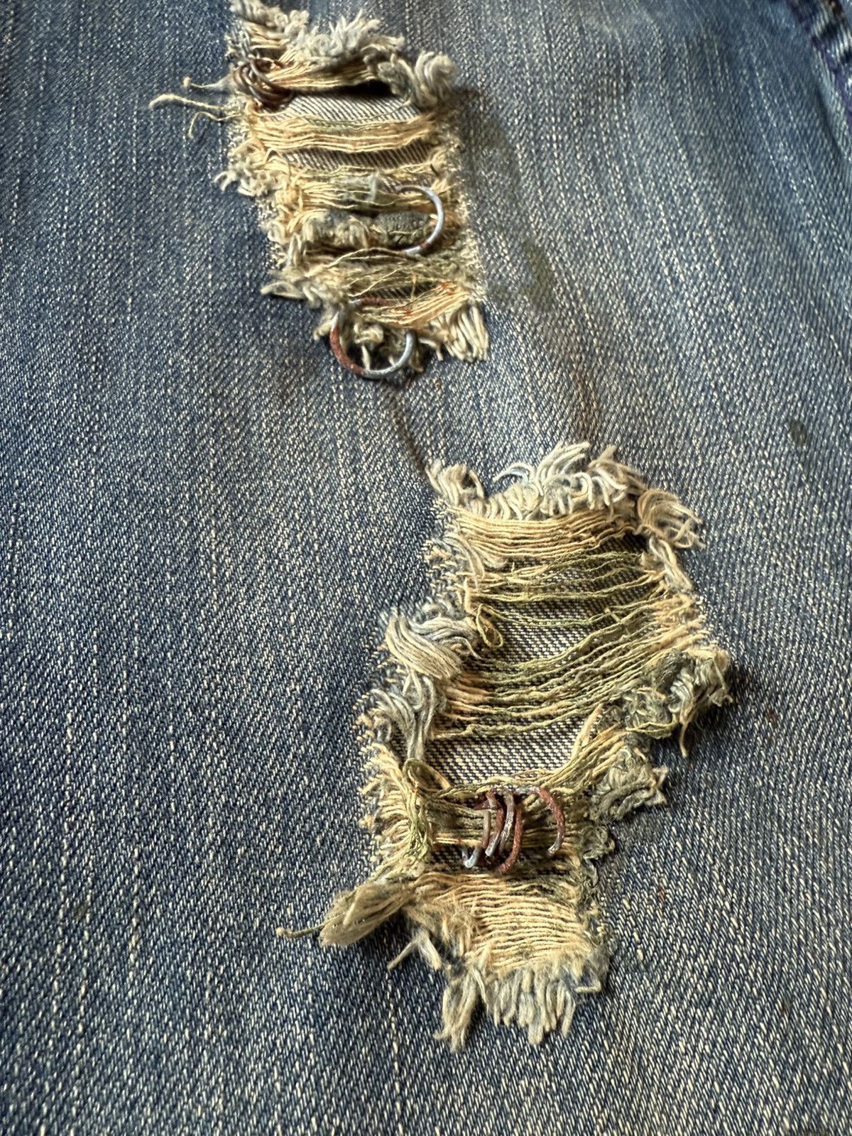 If Six Was Nine Root Three Japan Studded & Pierced Rusty Wash Flared Jeans Size US 32 / EU 48 - 10 Thumbnail