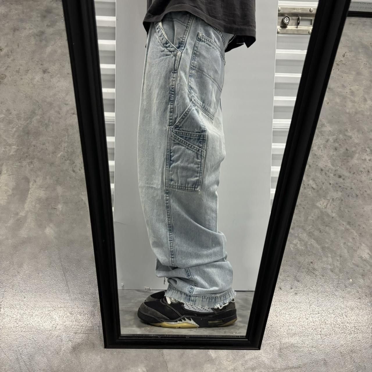 Japanese Brand × Vintage Crazy Vintage Y2K/2000s Baggy Light Wash Skater Distressed Carpenter Denim Jeans! Size US 34 / EU 50 - 2 Thumbnail