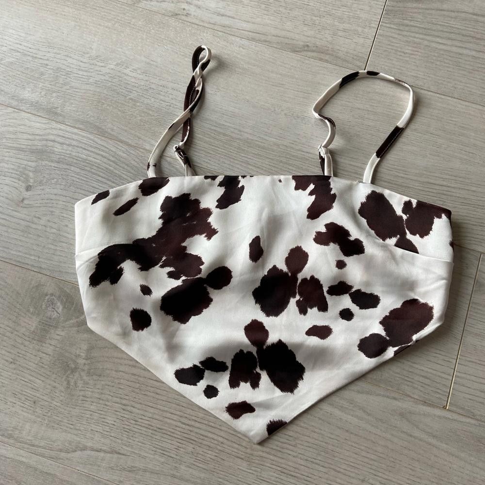 Designer Stylish Cow Print Bikini Top - Trendy Swimwear for Summer Size S / US 4 / IT 40 - 1 Thumbnail