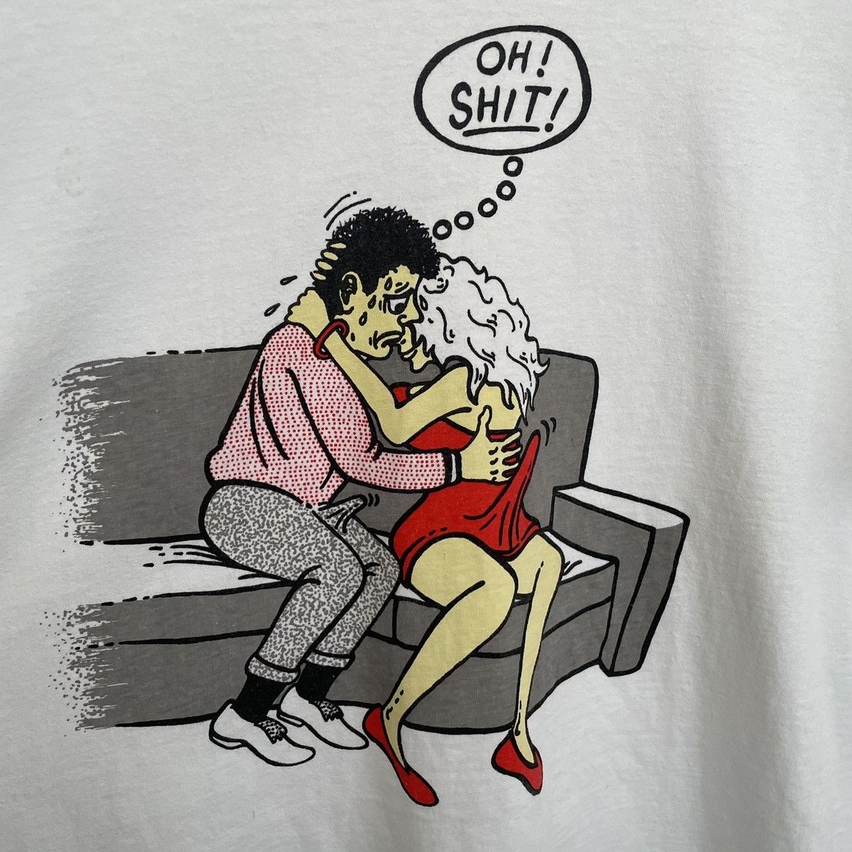 Vintage 1990s Oh Shit Ladyboy Humor T Shirt Size US L / EU 52-54 / 3 - 2 Thumbnail