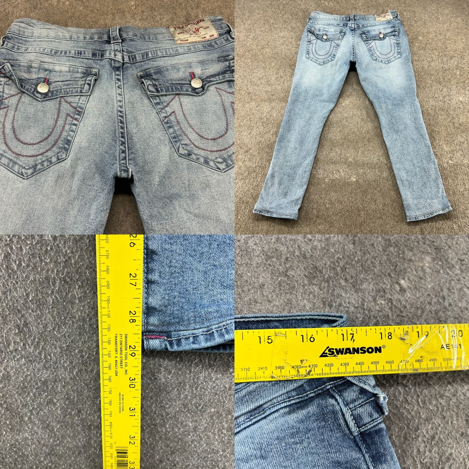 True Religion True Religion Ricky Jeans Mens 34x29 Blue Distressed Relaxed Straight Denim 5-Pocket Design Size US 34 / EU 50 - 9 Thumbnail