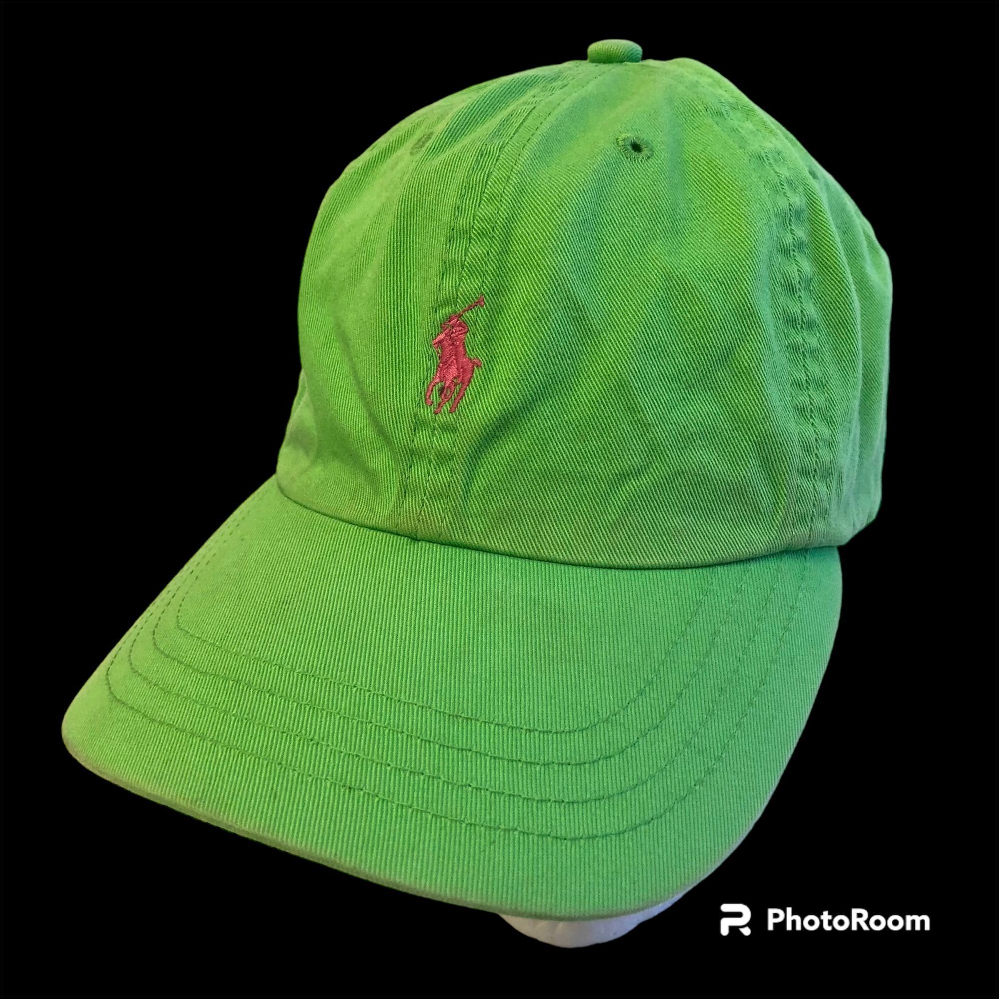Polo Ralph Lauren Vtg Ralph Lauren Leather Strap LIME Green Baseball Cap Hat Size ONE SIZE - 2 Thumbnail