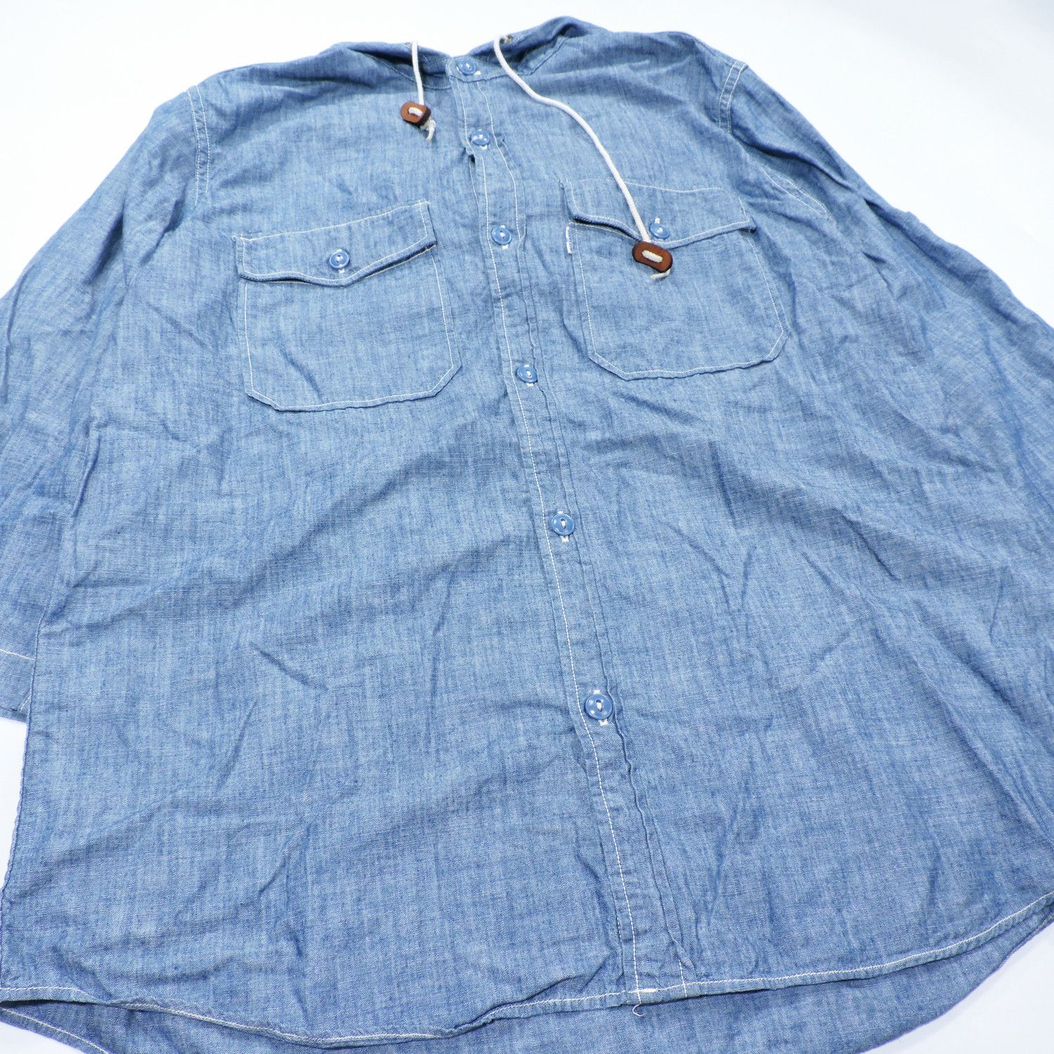 Orslow ORSLOW HOODED DENIM LONG SLEEVE SHIRT Size US L / EU 52-54 / 3 - 6 Thumbnail