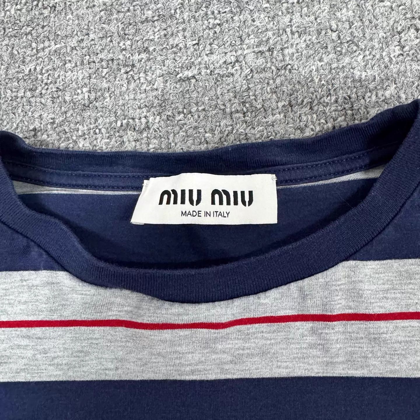 Miu Miu MIU MIU Logo Striped Colorblock Pocket Long Sleeve Tee Size S / US 4 / IT 40 - 7 Thumbnail