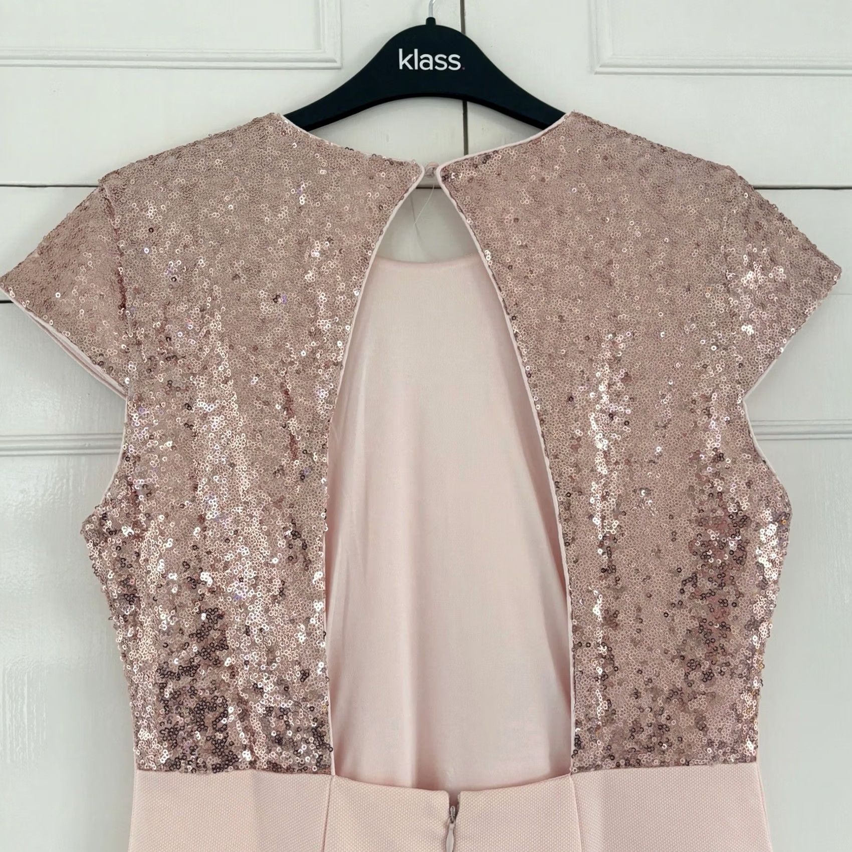Vintage VINTAGE? No - (Oops): Myleene Klass Dress Open Backed Sequin Shoulders Bodycon Pink 12 UK Women Short Sleeve Party/Cocktail Wedding Formal Summer BNWT Size XL / US 12-14 / IT 48-50 - 4 Thumbnail