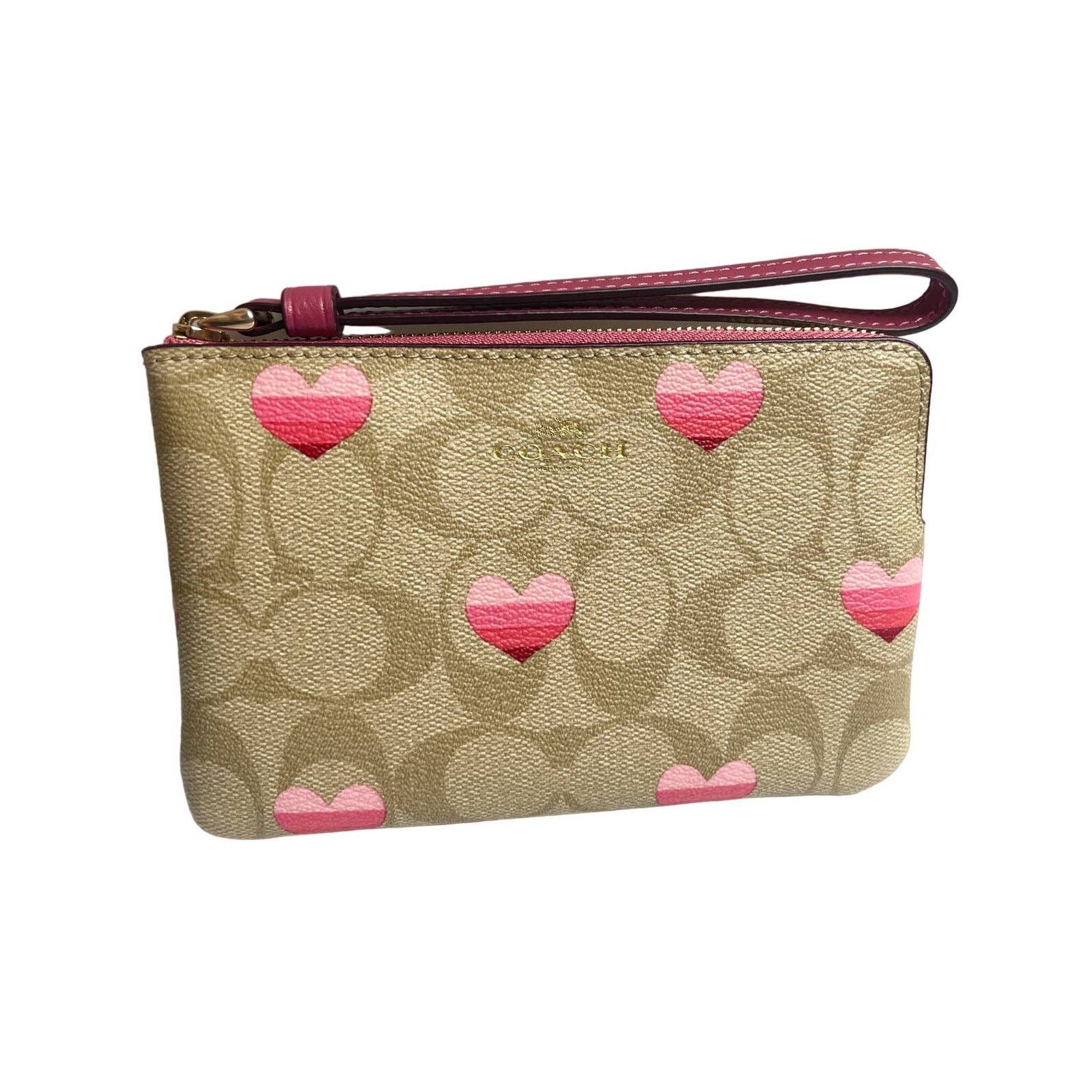 Coach Coach Corner Zip Wristlet In Signature Canvas Heart Size ONE SIZE - 1 Thumbnail