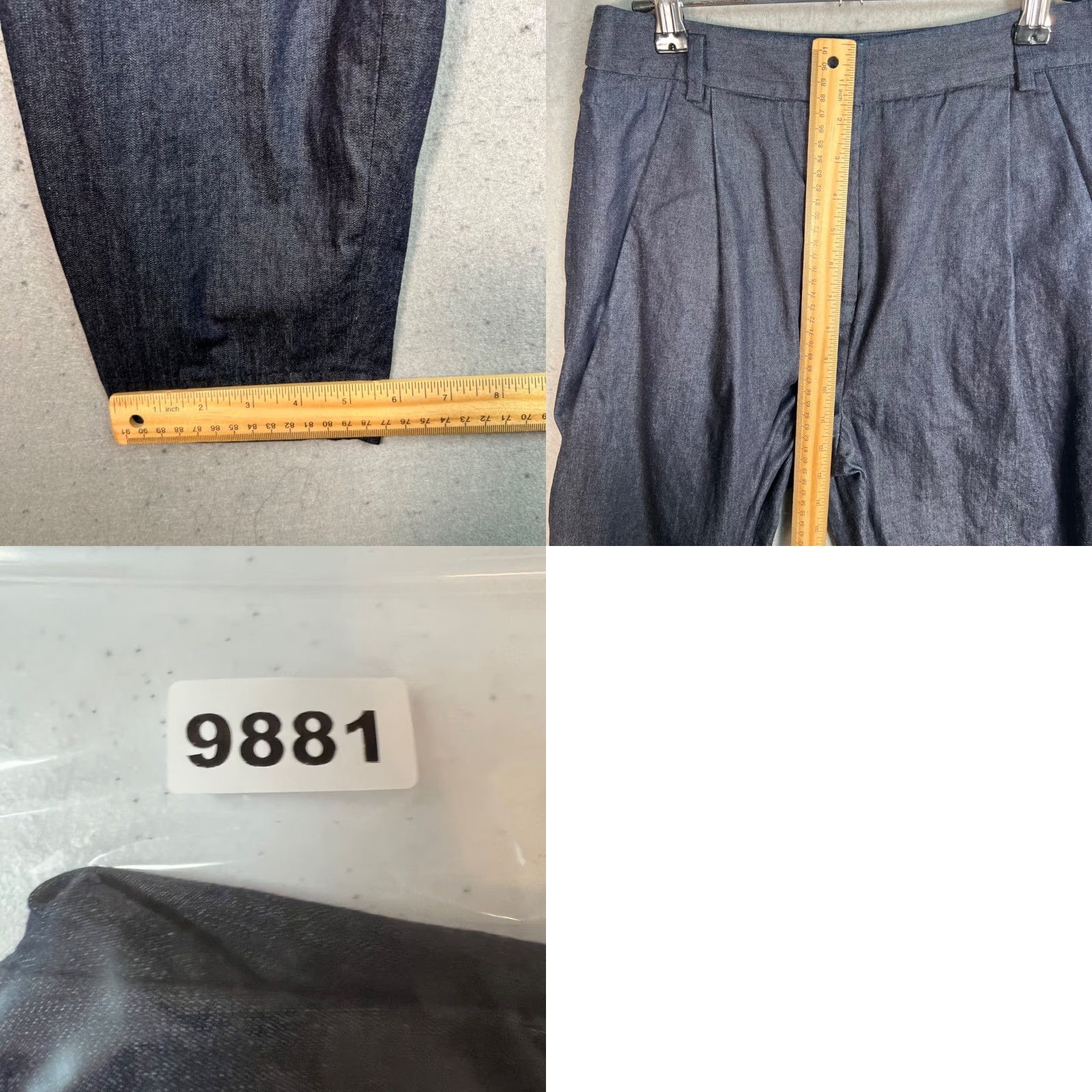 Vintage Elle Sasson Indigo Blue Pleated High Waist Tapered Pants 100% Cotton Size 36 / 4 Women's Regular Size 27" / US 4 / IT 40 - 8 Thumbnail