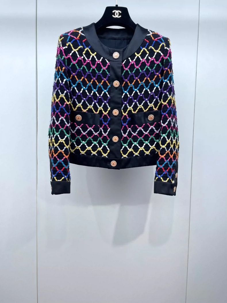 Chanel Chanel 22S colorful diamond checkered woven jacket 2504-Nex Size XXS / US 00 / IT 34 - 1 Thumbnail