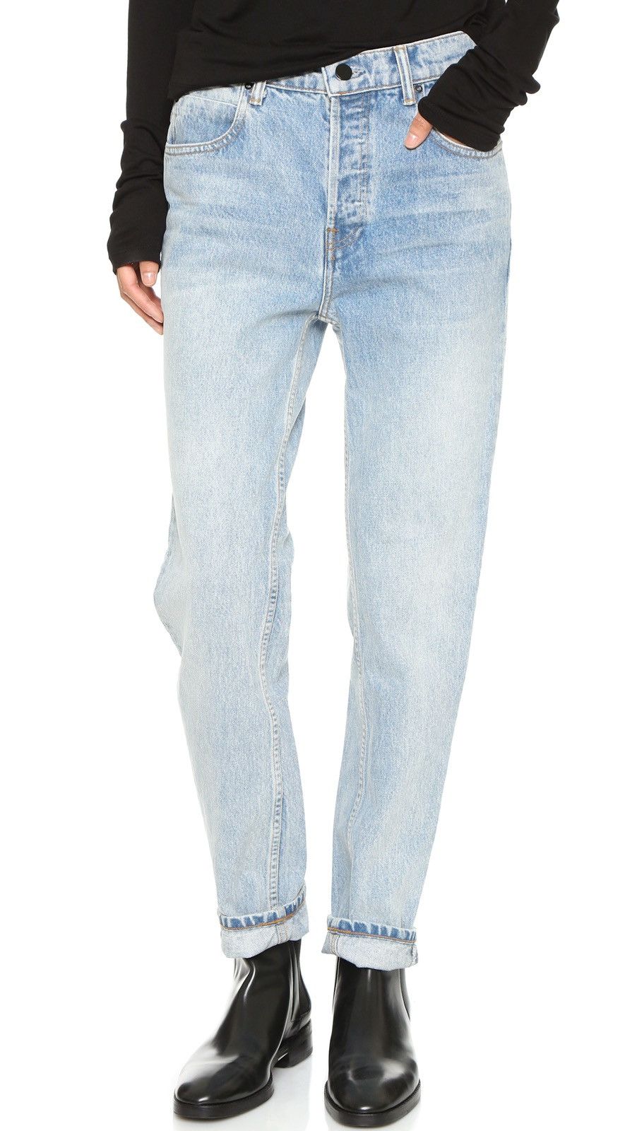 image of Alexander Wang ‘Wang 003’ Lightwash Boyfit Jeans in Denim, Women's (Size 26)