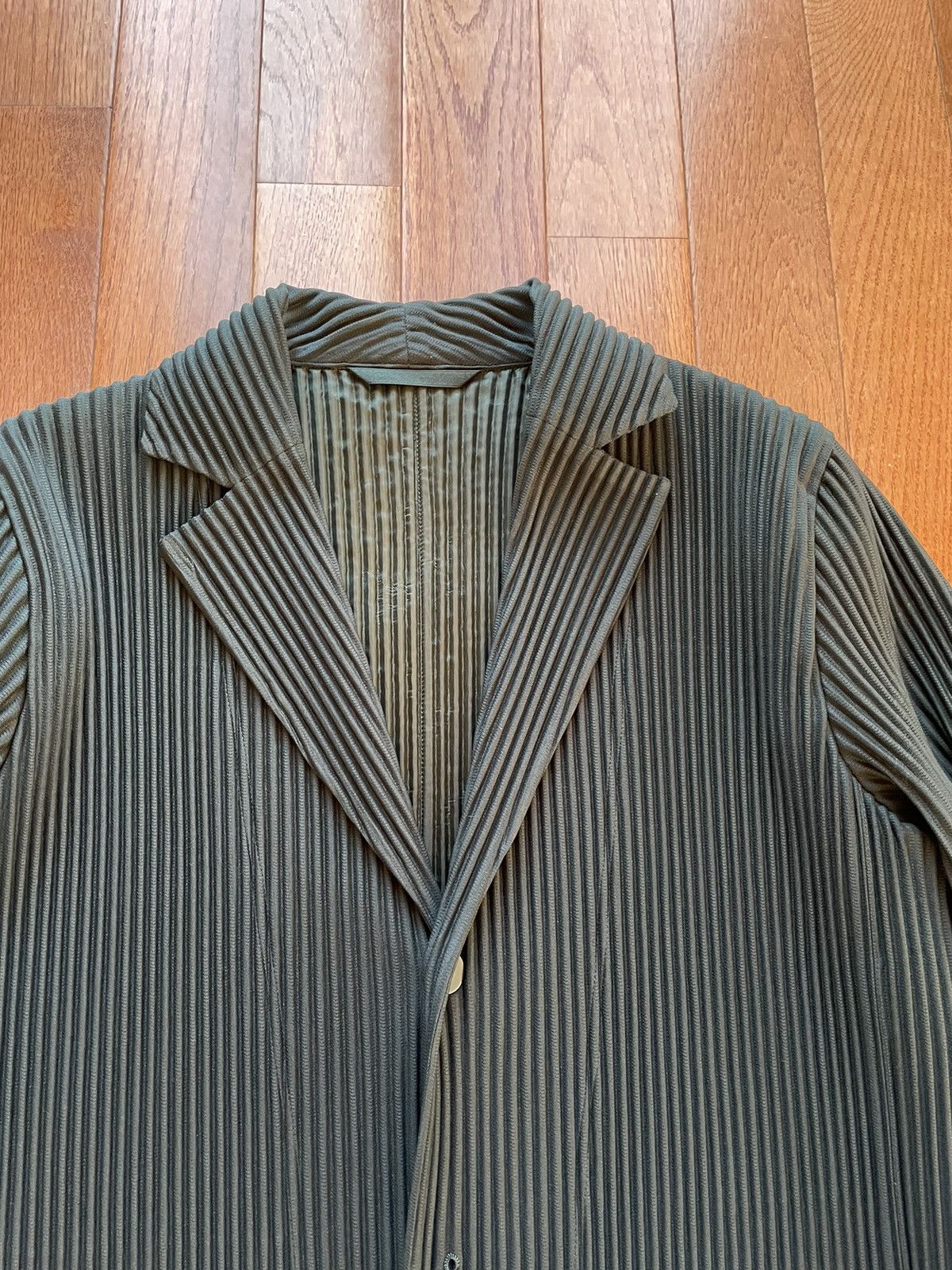 Homme Plisse Issey Miyake Issey Miyake Homme Plisse Pleated Overcoat Forest Green Sz 3 Size US L / EU 52-54 / 3 - 2 Thumbnail