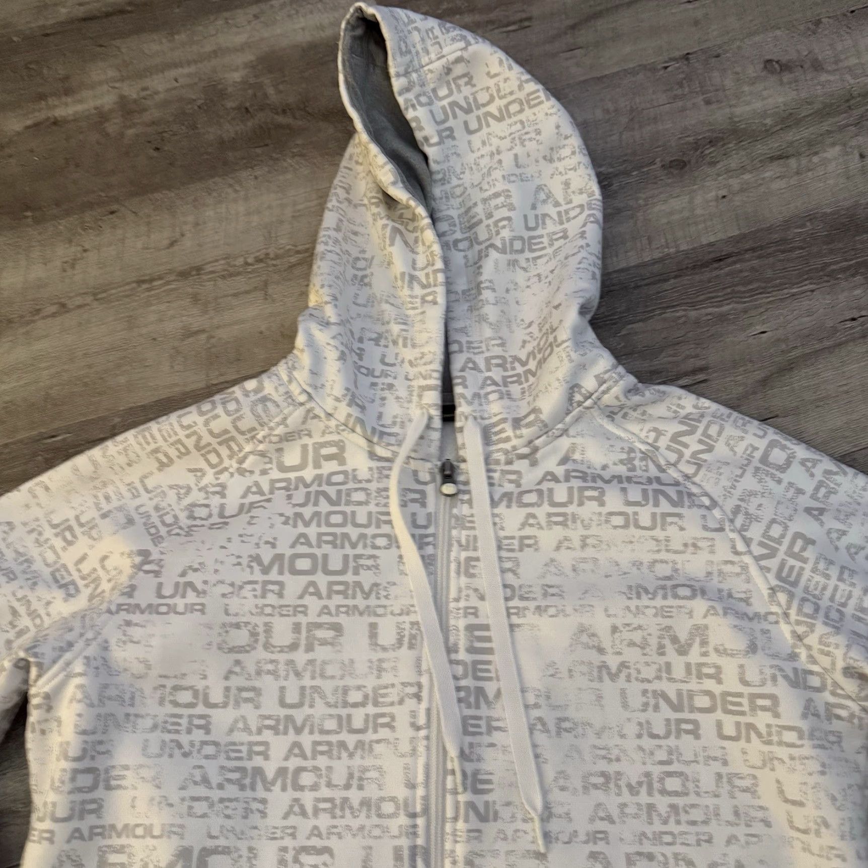Under Armour Under Armour Hoodie Unisex Sz M Medium Full Zip Logo Print Beige Knit Fleece Breathable Pockets Sports Outdoor Mens Womens Size US M / EU 48-50 / 2 - 4 Thumbnail