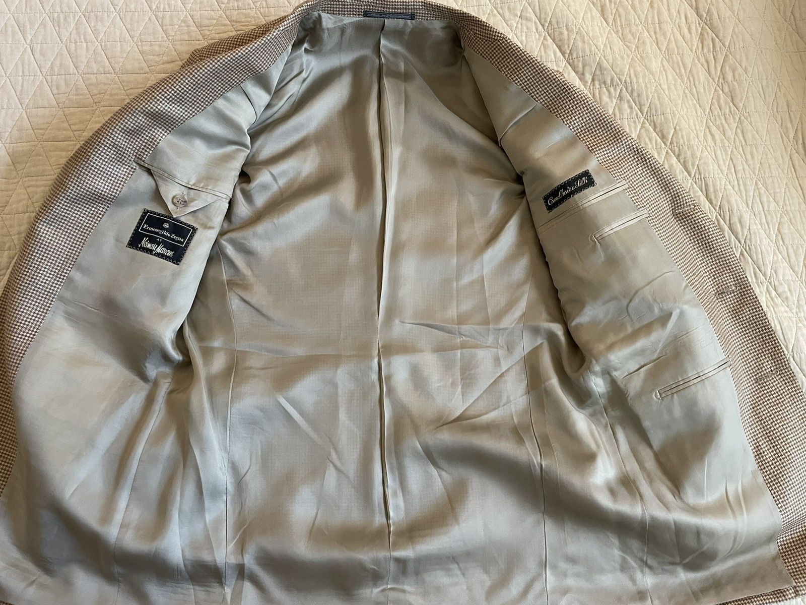 Ermenegildo Zegna × Vintage Houndstooth Check Silk & Camelhair Jacket Size 38R - 10 Thumbnail