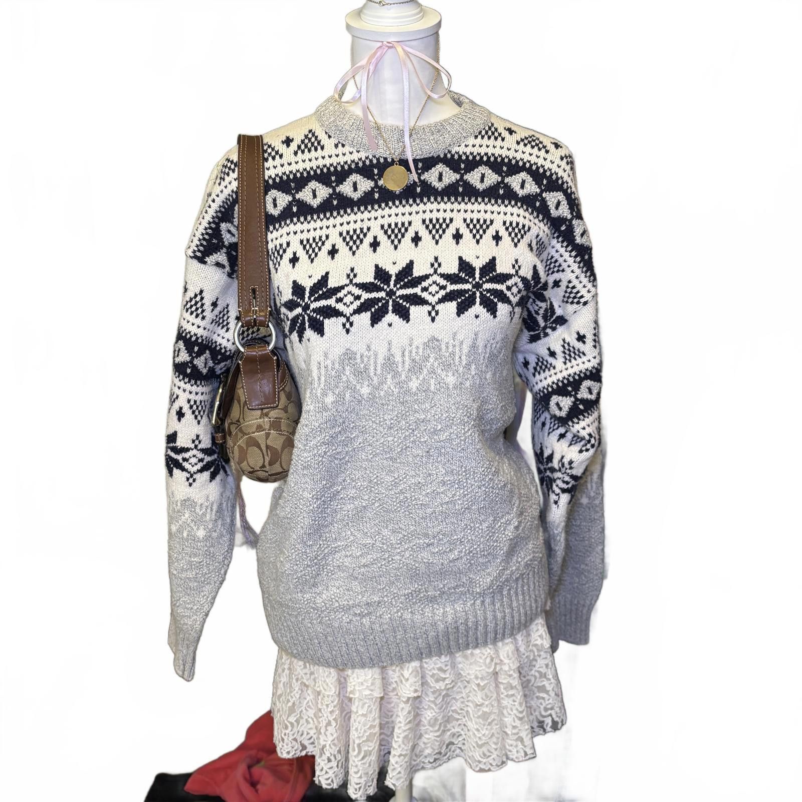 Other vintage winter snowflake knit sweater Size M / US 6-8 / IT 42-44 - 1 Thumbnail