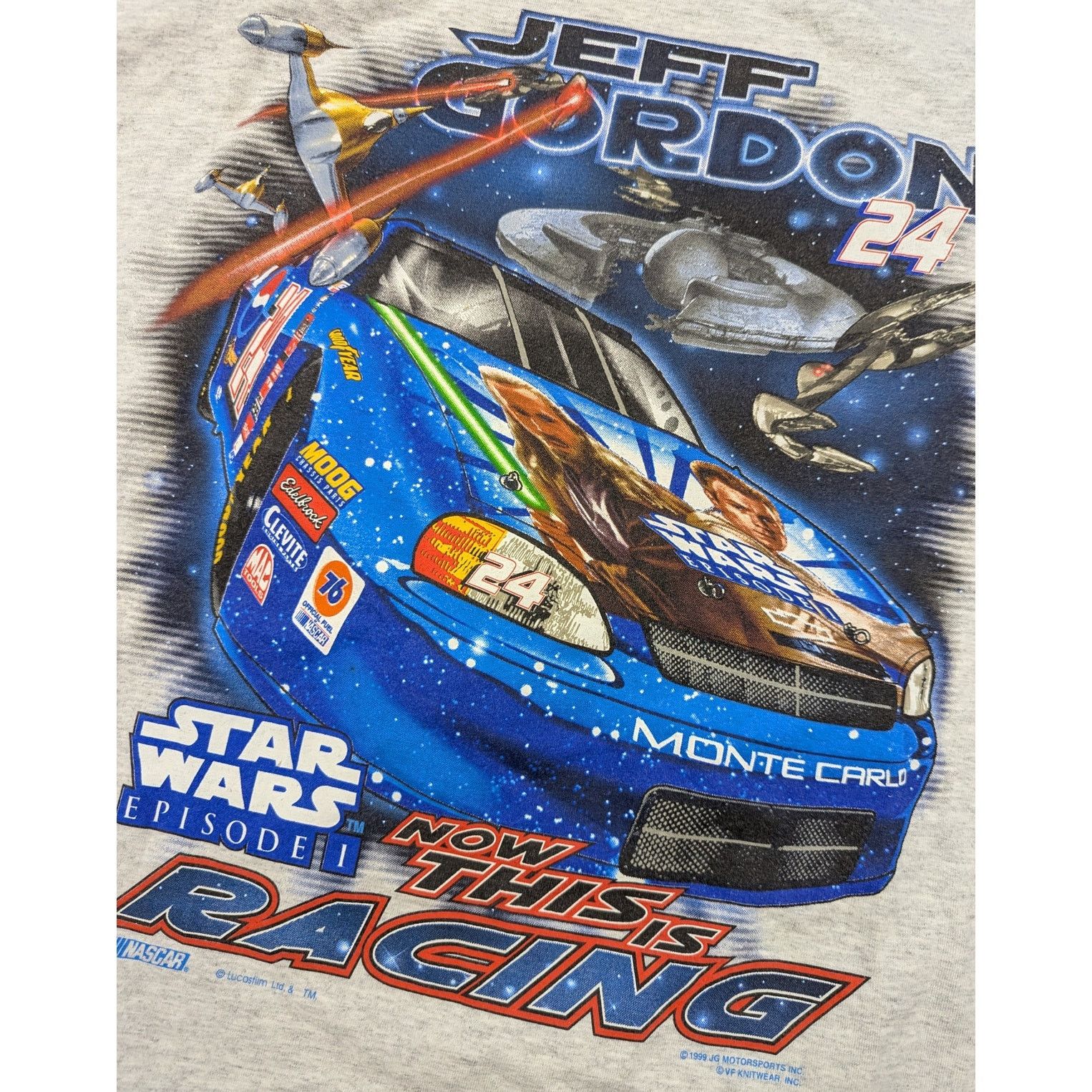 Deals Vintage 1999 Jeff Gordon Star Wars Episode 1 Double Sided NASCAR Shirt M