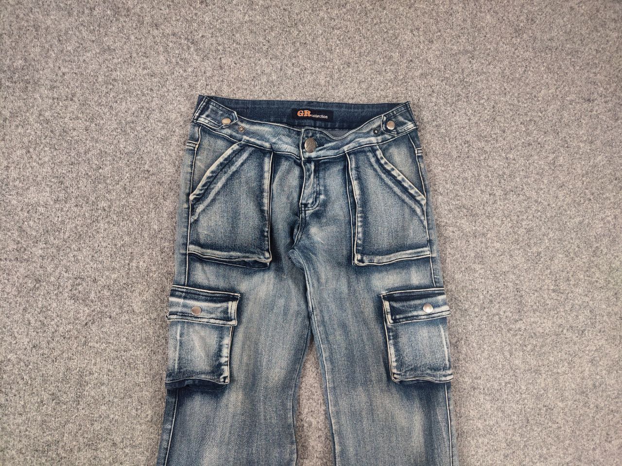 Le Grande Bleu (L.G.B.) GR Vintage Faded Y2K lGB Y2K Opium Style Cargo Flared Jeans Size 30" / US 8 / IT 44 - 7 Thumbnail