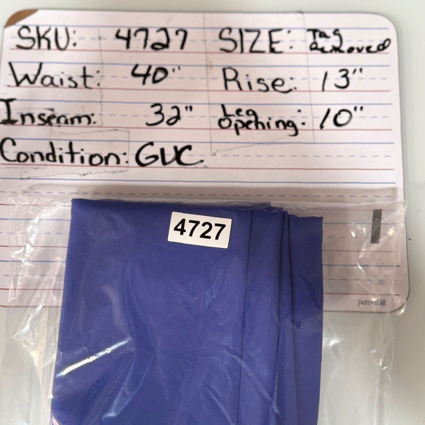 Jockey Jockey XL (Plus) Straight Leg Pants Blue Elastic Waist 40x32 Work Scrub 22W 40" Inseam Regular Rise High Front Button Zip Pockets Chino Size 40" / US 18 - 7 Thumbnail