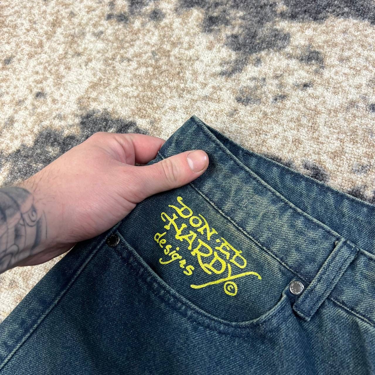 Ed Hardy Ed Hardy x Urban Outfitters Japanese Dragon Baggy Jeans Size US 34 / EU 50 - 6 Thumbnail