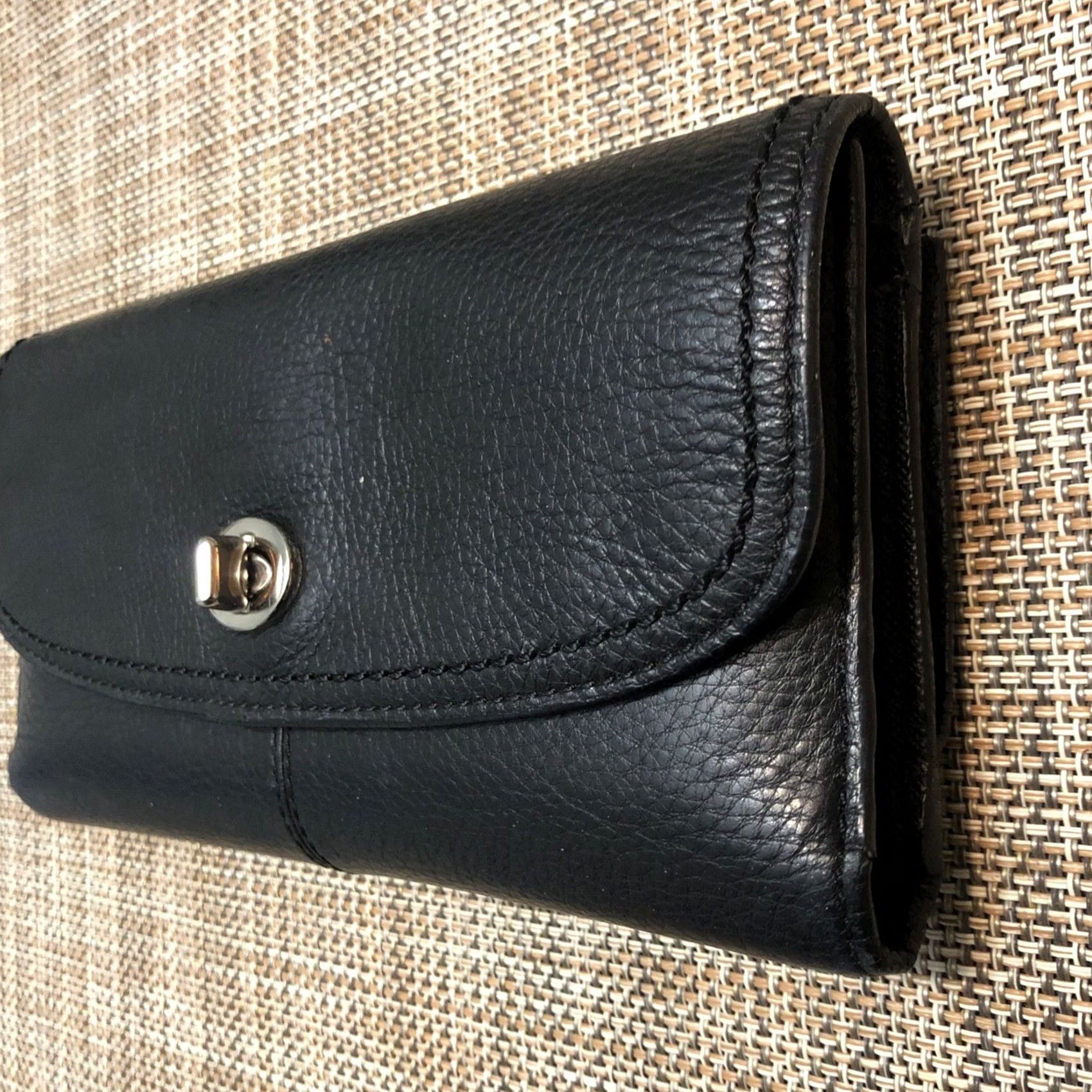 Coach VINTAGE Coach Leather Tri Fold Wallet Envelope Wallet Women Black Zipper Turn Lock Card Coin Pocket Size ONE SIZE - 2 Thumbnail