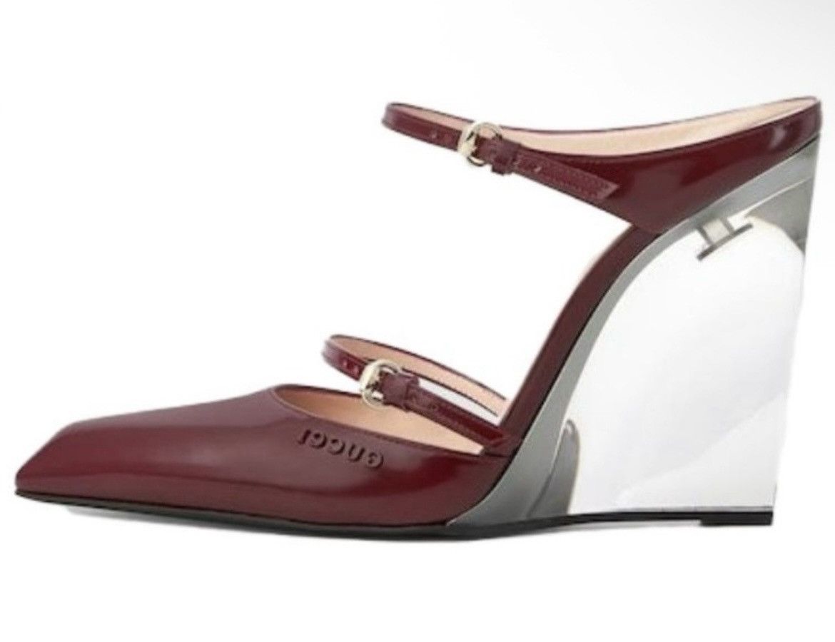 Gucci Gucci Closed Toe Slippers Wedge Mules Regent Rosso Ancora Size US 7 / IT 37 - 3 Thumbnail