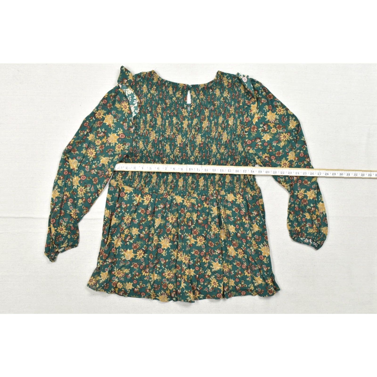 Torrid Torrid Blouse Shirt Green Floral Smocked Peplum Puff Sleeve Ruffle Long Sleeve 100% Cotton Plus Size 2 Womens Casual Top Size XS / US 0-2 / IT 36-38 - 3 Thumbnail
