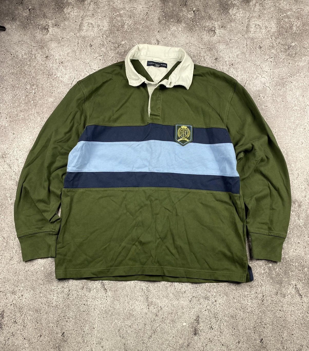Polo Ralph Lauren × Tommy Hilfiger × Vintage Vintage Tommy Hilfiger Rugby Longsleeve striped Shirt Y2K Size US L / EU 52-54 / 3 - 1 Thumbnail