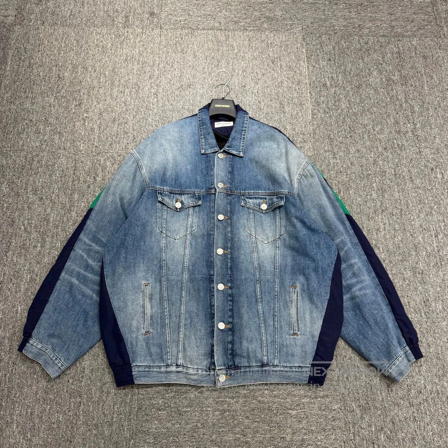 Balenciaga Blue Denim Jacket with Contrast Sleeves. Size US M / EU 48-50 / 2 - 1 Thumbnail