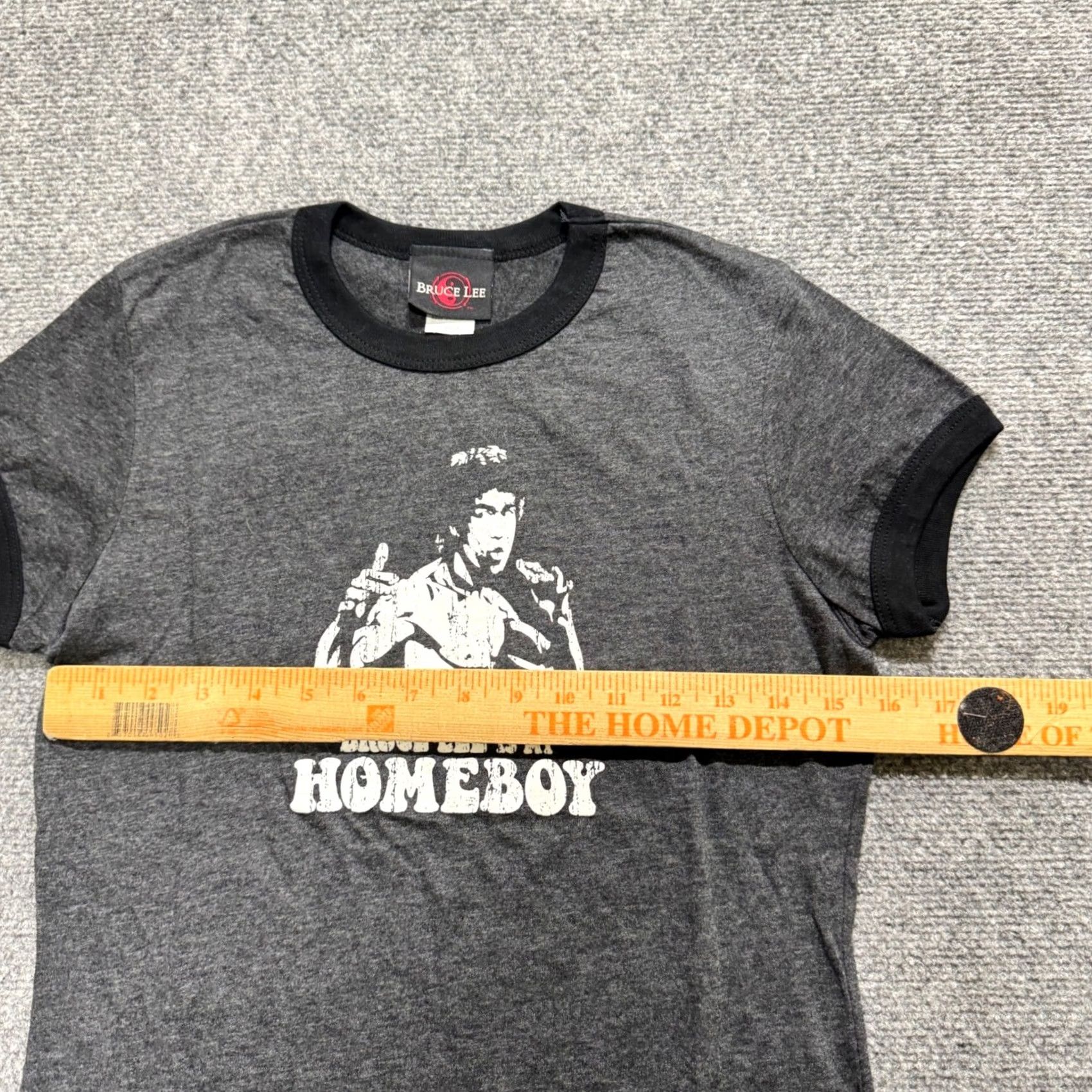 Lee VINTAGE Bruce Lee Shirt Top Womens L Gray Ringer T 90s Y2K Paper Tag Is my Homeboy Shirt Size L / US 10 / IT 46 - 6 Thumbnail