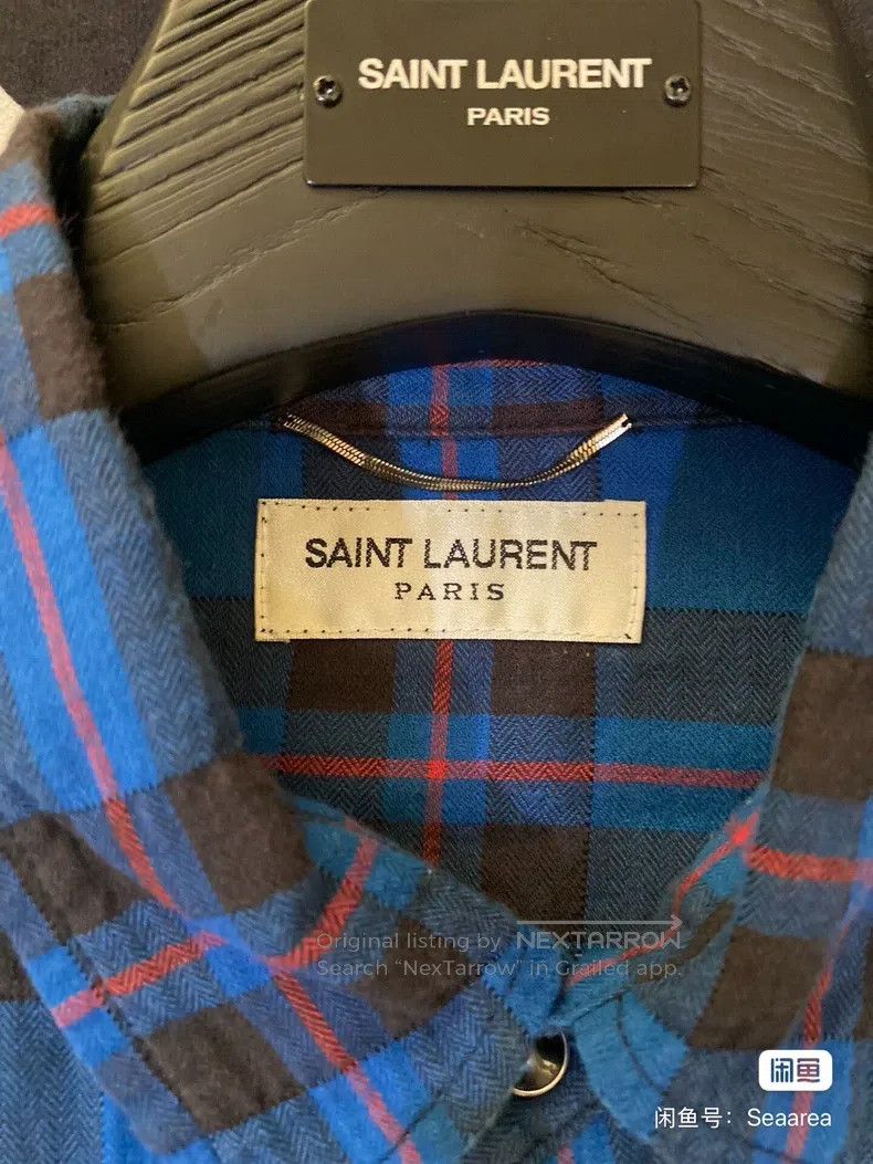 Saint Laurent Paris Saint Laurent Paris Klein Blue Fringe Pleated Shirt Size US L / EU 52-54 / 3 - 3 Thumbnail