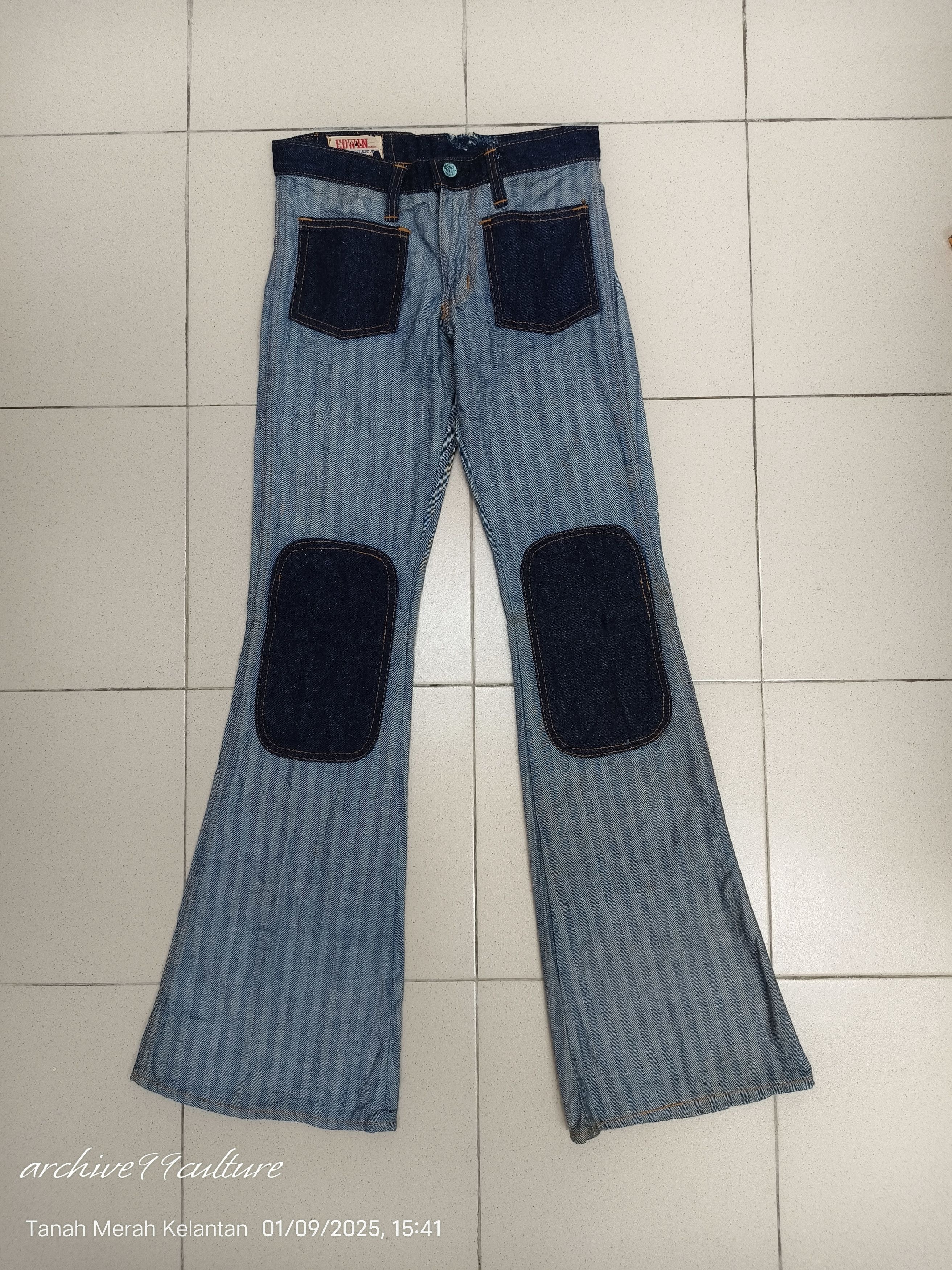 Edwin 70's Edwin Bell bottom patches Unisex jeans USA Size US 27 - 2 Thumbnail