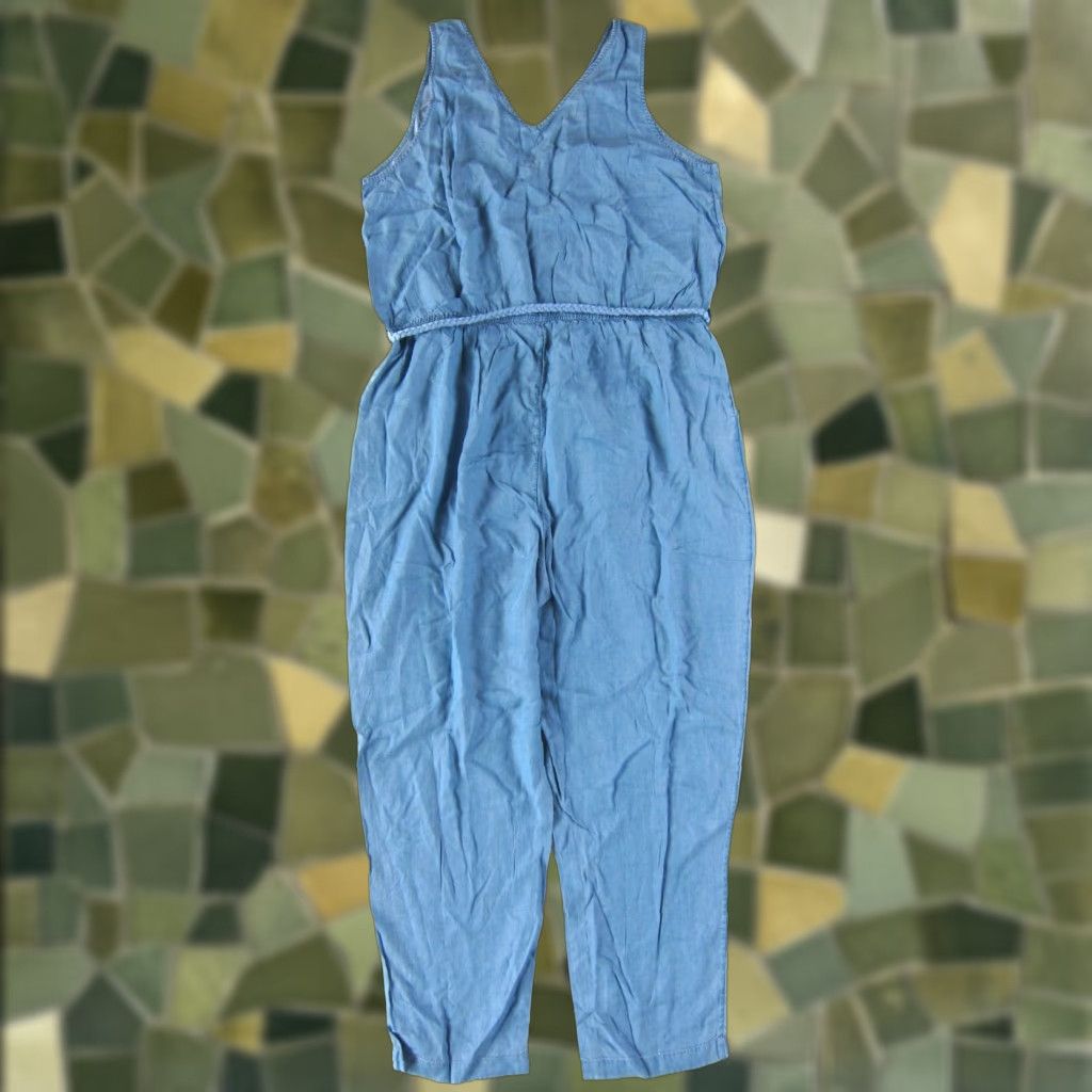 Vintage Colleen Lopez 100% Tencel Blue V-Neck Pocket Romper Jumpsuit Women Size 1X Size 40" / US 18 - 1 Thumbnail