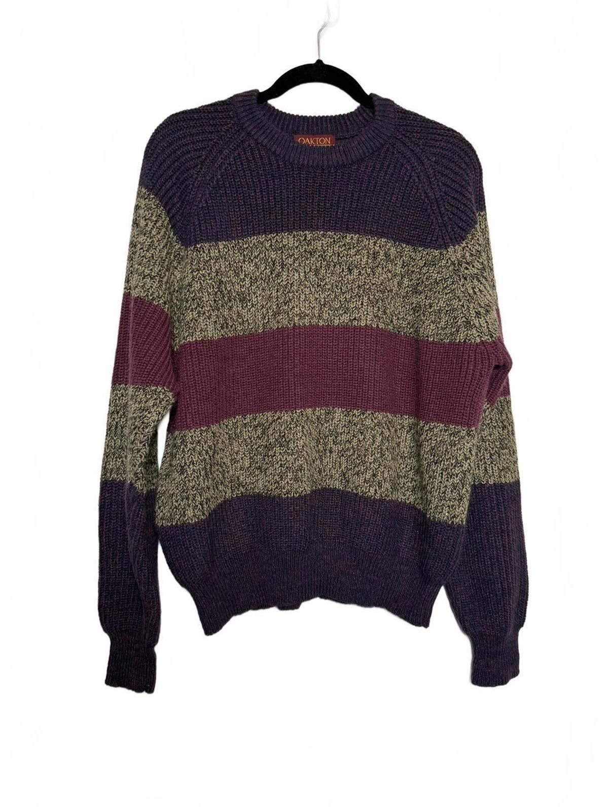 Oakton Limited Vintage 90s Oakton Limited Striped Cable Knit Sweater Size US XL / EU 56 / 4 - 1 Thumbnail