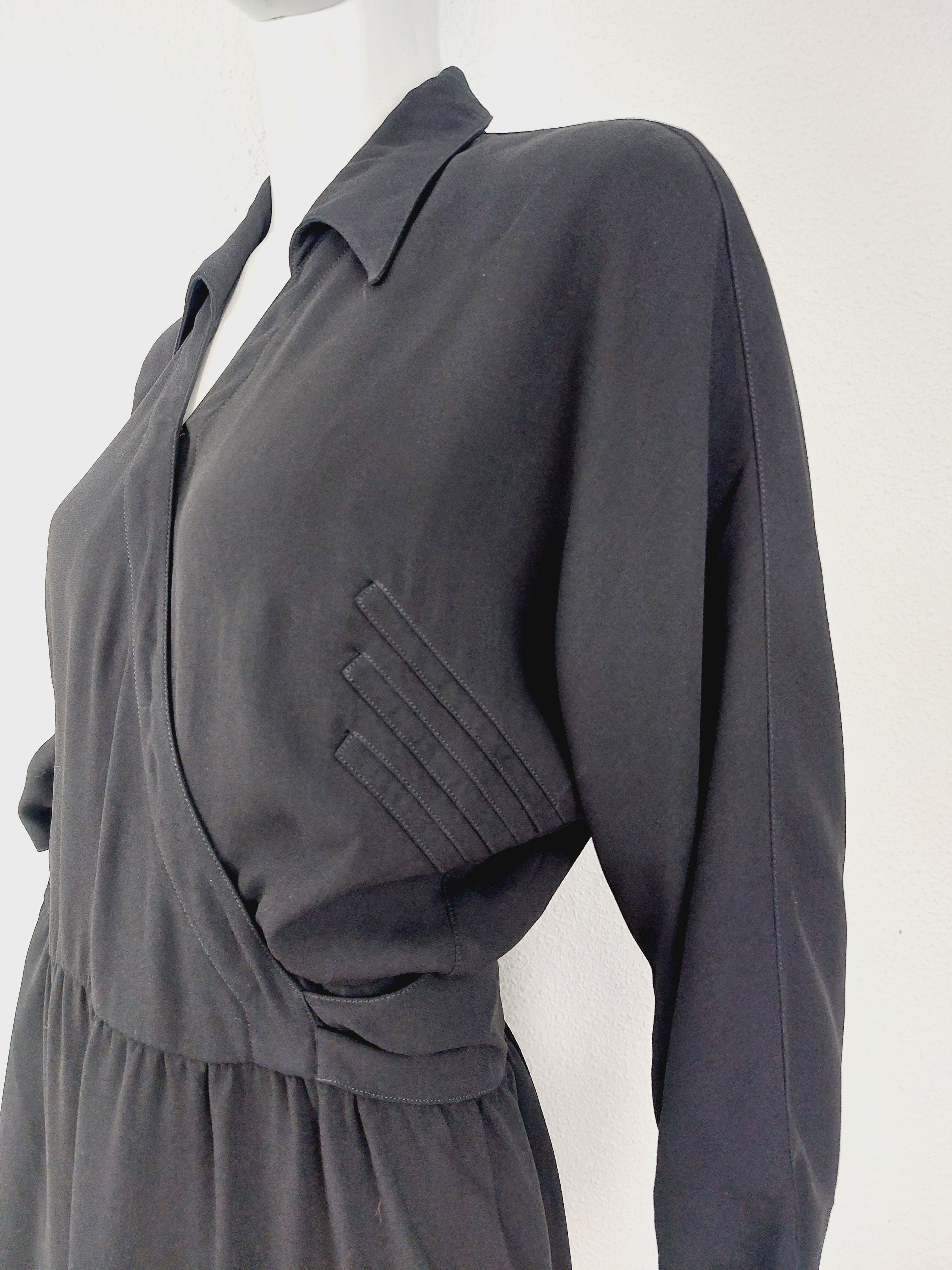 Thierry Mugler Thierry Mugler Couture Wrap Wrapped Baggy Black Midi Dress Size XL / US 12-14 / IT 48-50 - 3 Thumbnail