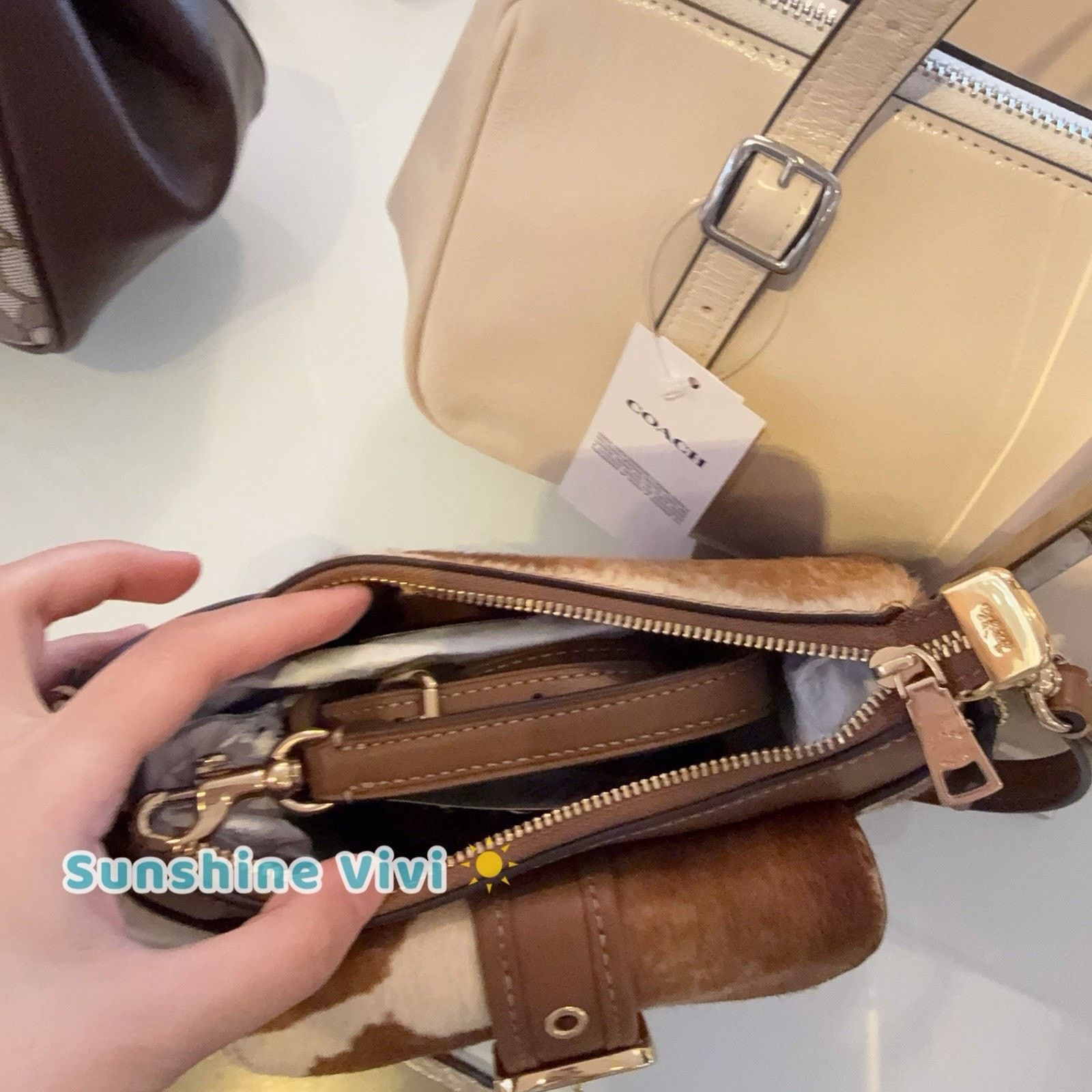 Coach NWT Coach Ashton Mini Shoulder Bag Haircalf Cow CDX79 Gold Size ONE SIZE - 5 Thumbnail
