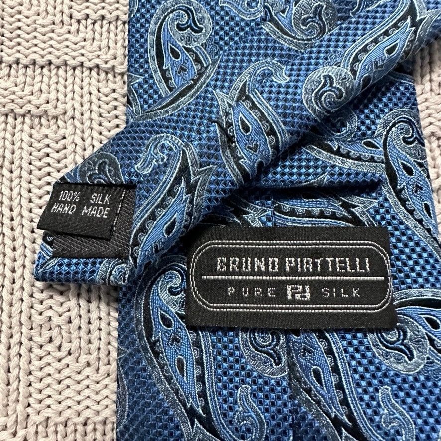 Vintage Vintage Bruno Piattelli blue paisley silk tie Size ONE SIZE - 3 Thumbnail
