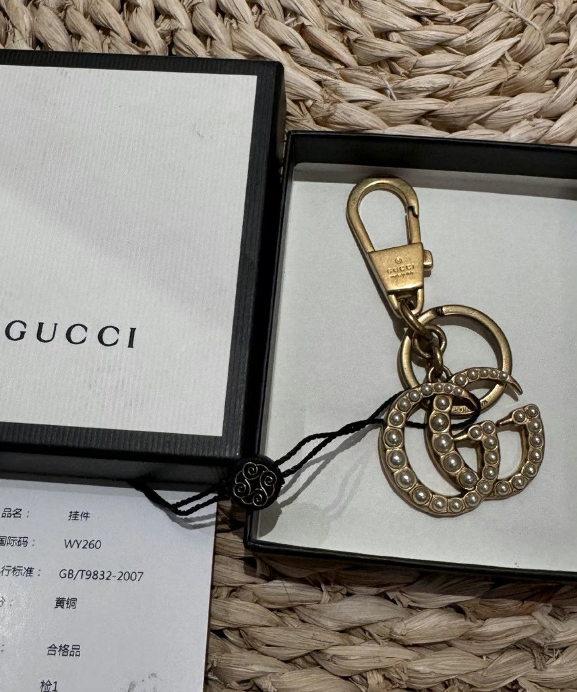 Gucci Gucci Pearl double G retro logo keychain 2501-Nextarrow Size ONE SIZE - 4 Thumbnail