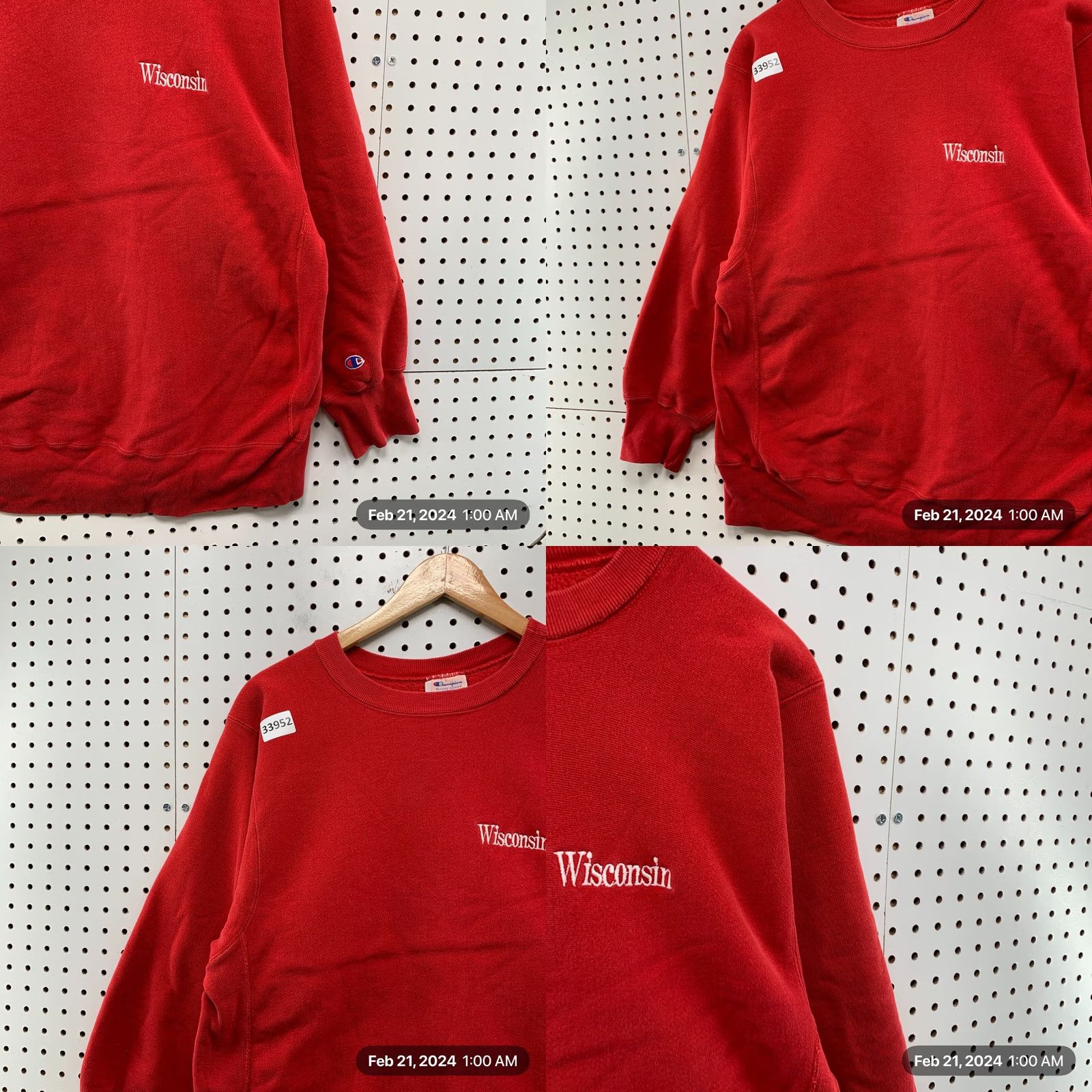 Champion VINTAGE Champion Reverse Weave Sweatshirt Wisconsin Badgers Red L Mens 80s Size US L / EU 52-54 / 3 - 8 Thumbnail