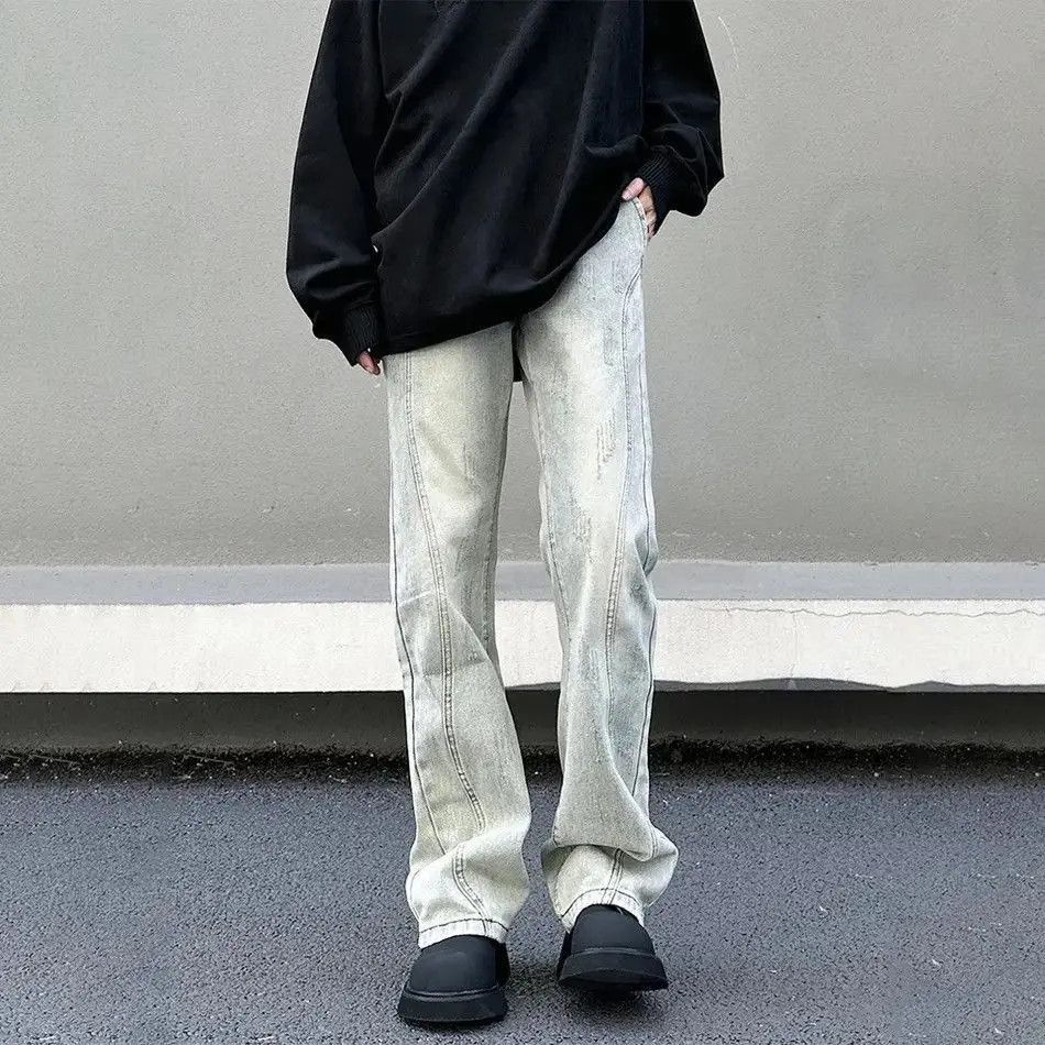 Japanese Brand Street Spliced Trousers Straight Leg Loose Denim Pants Size US 32 / EU 48 - 5 Thumbnail