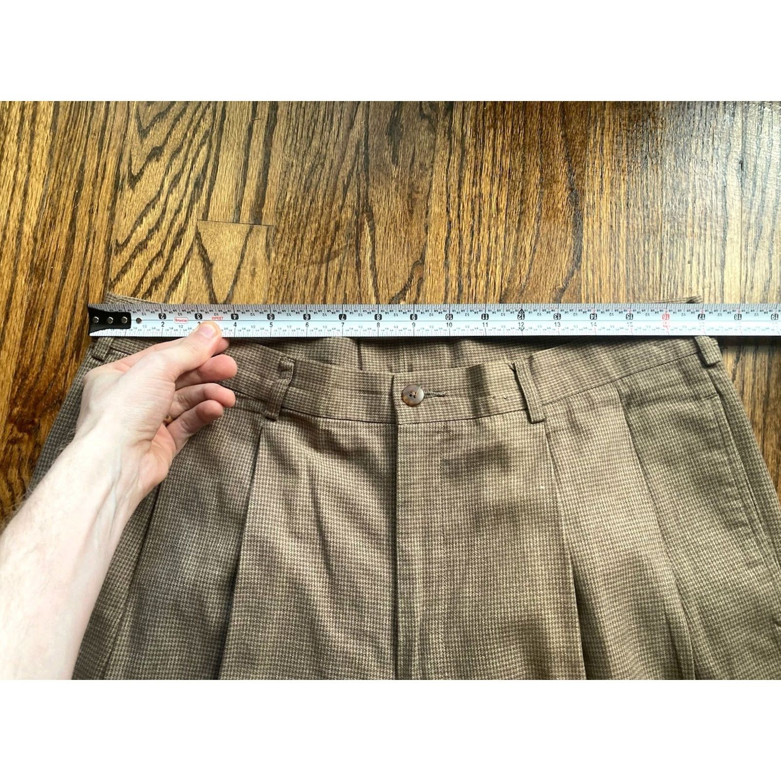 Abercrombie & Fitch VINTAGE Abercrombie Fitch Pants VTG 90s Brown Houndstooth Mens 36x34 fits 34x32 Slacks Size US 36 / EU 52 - 5 Thumbnail